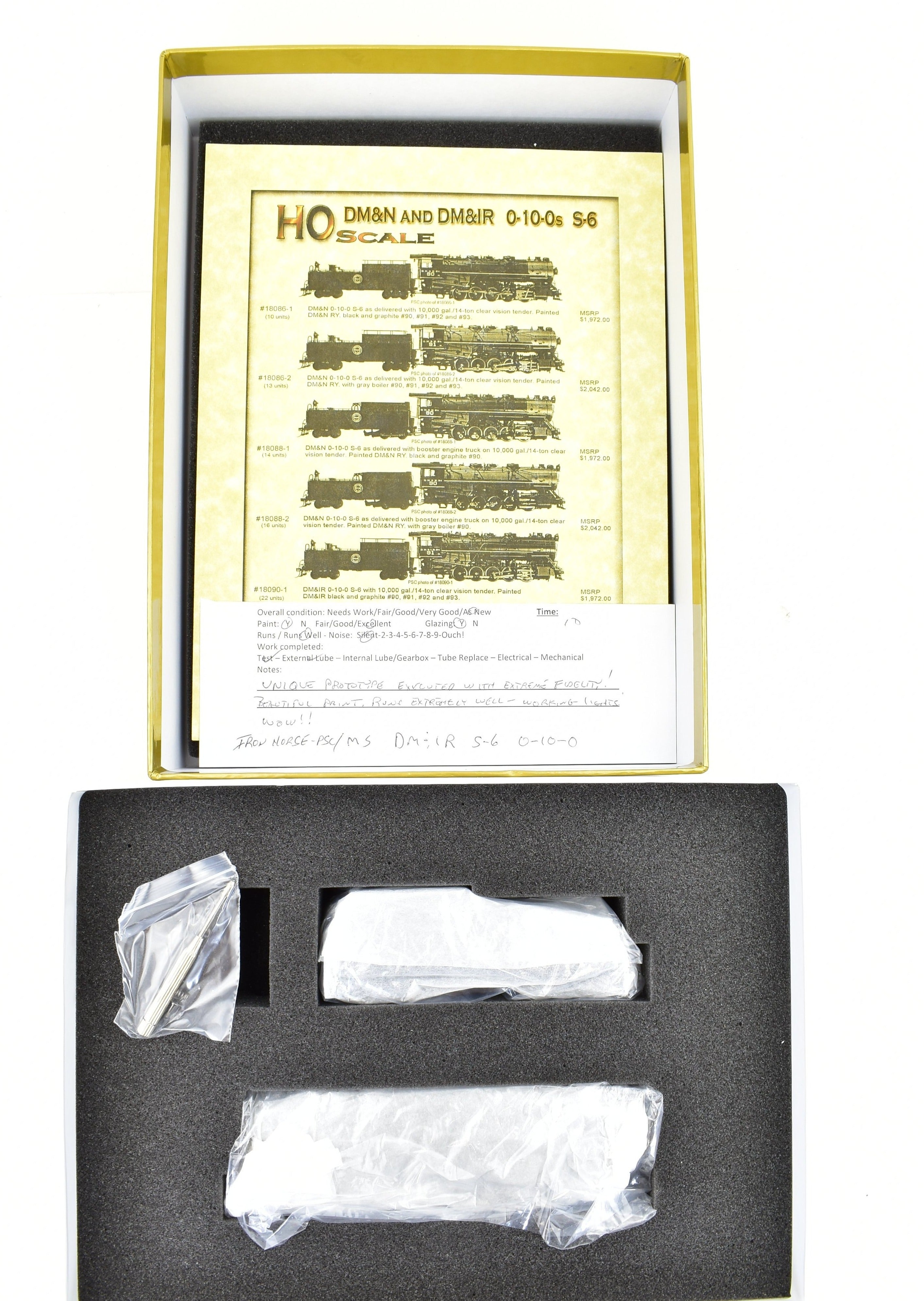 HO Scale Brass Model Train - Precision Scale Co. DM&IR S-6 0-10-0 Factory Painted Prototype #93