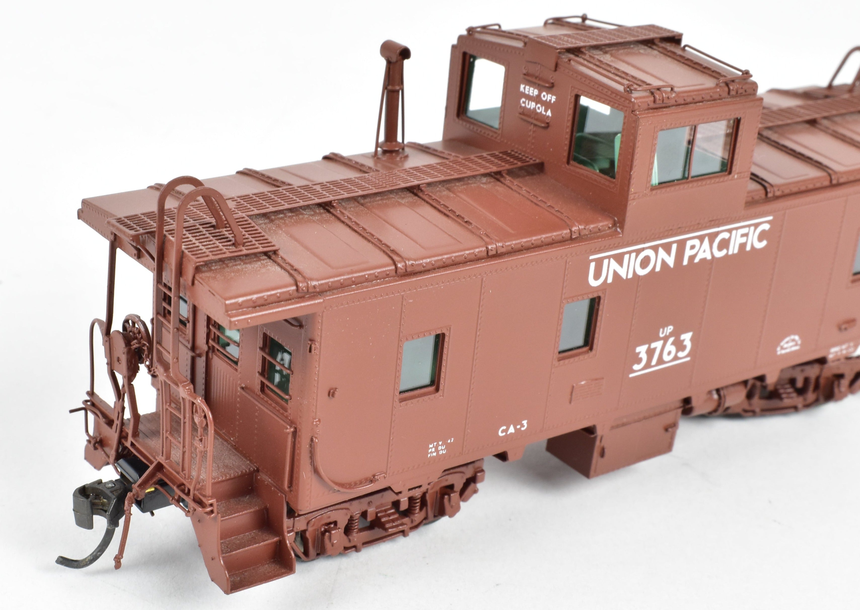 HO Scale Brass Union Pacific CA - 3 Caboose Model by Overland Models, Inc. (OMI), 2000 Run, Freight Car Red with Original White Lettering, FP No. 3763