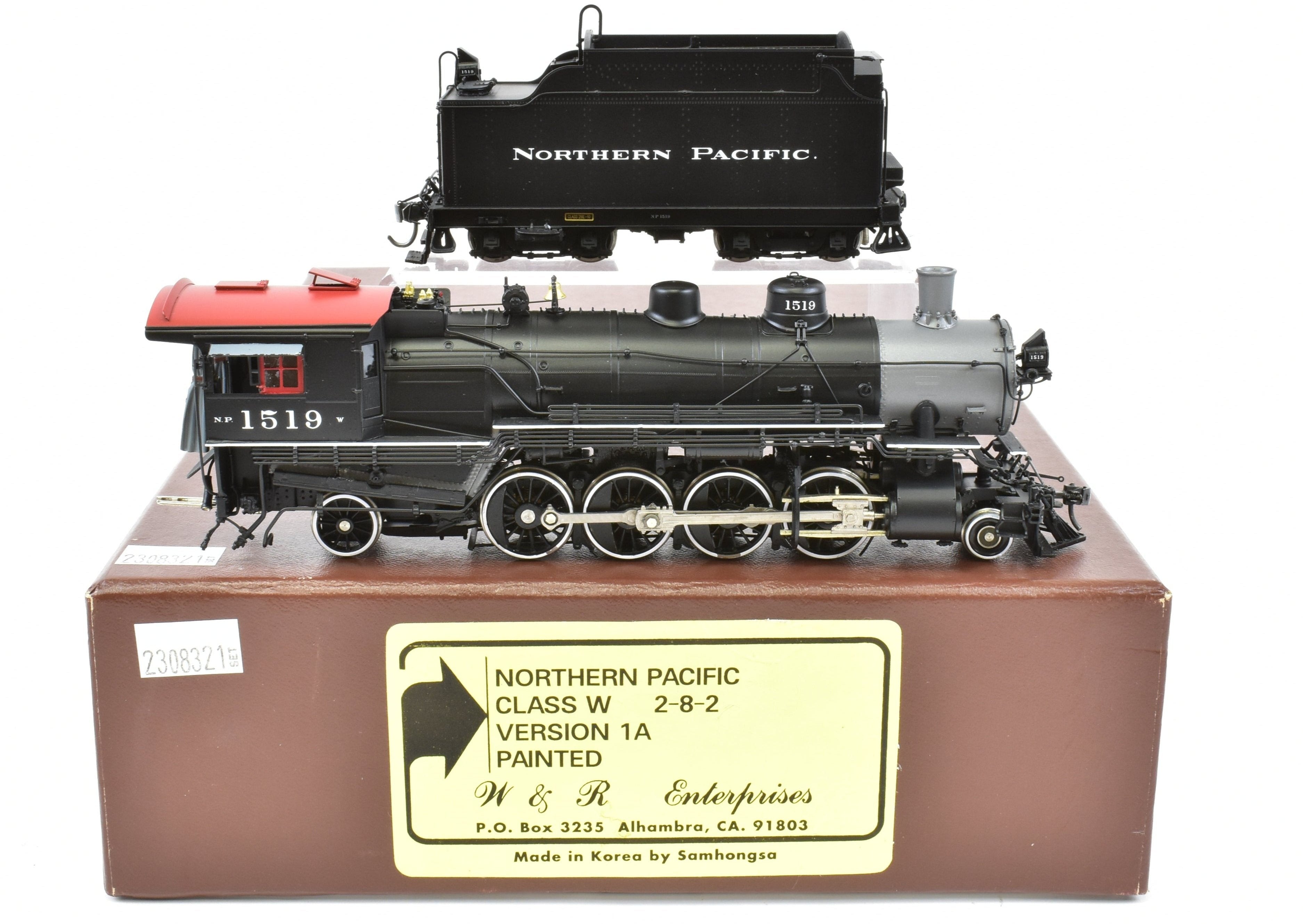 HO Scale Brass Northern Pacific Class W 2-8-2 Version 1A Painted Locomotive No. 1519 by W&R