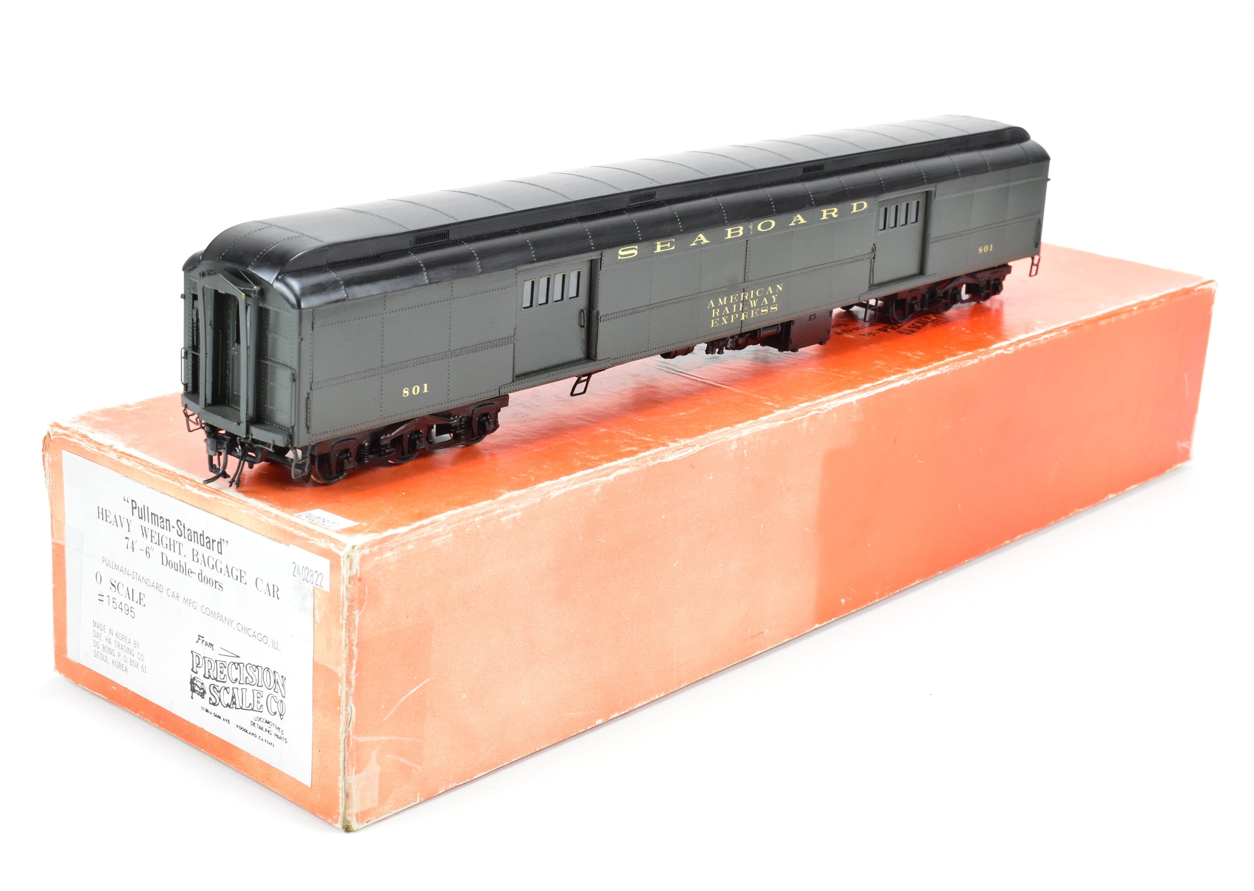 O Scale Brass Model PSC - Precision Scale Co. SAL - Seaboard Air Line Pullman Standard Heavyweight Baggage Car with 74'-6 Double-Doors and Custom Painting