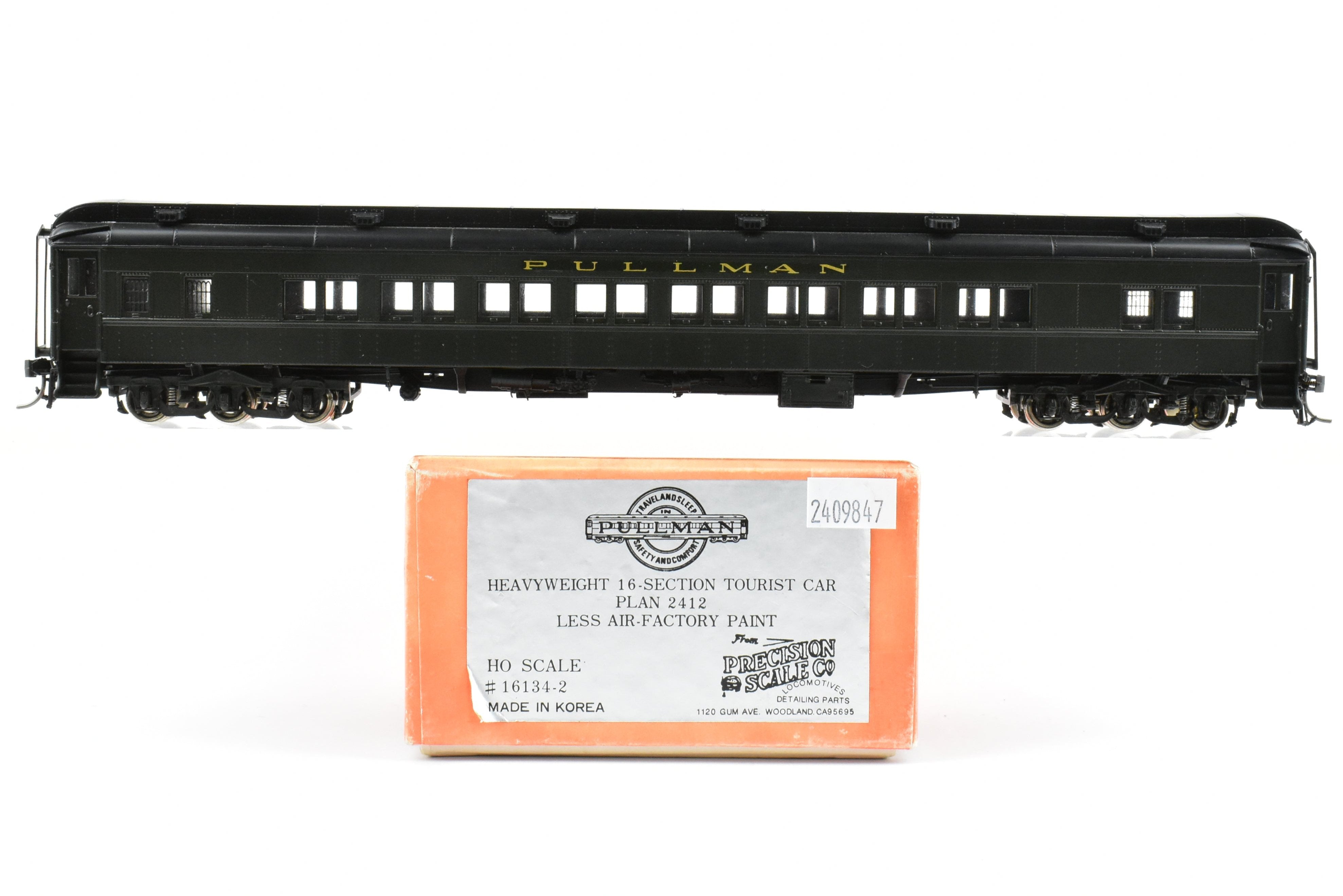 High - Quality HO Scale Brass Precision Scale Co. Pullman 80 - foot Sleeper 16 - Section Tourist Car Model Plan 2412 without Air - Flow Package
