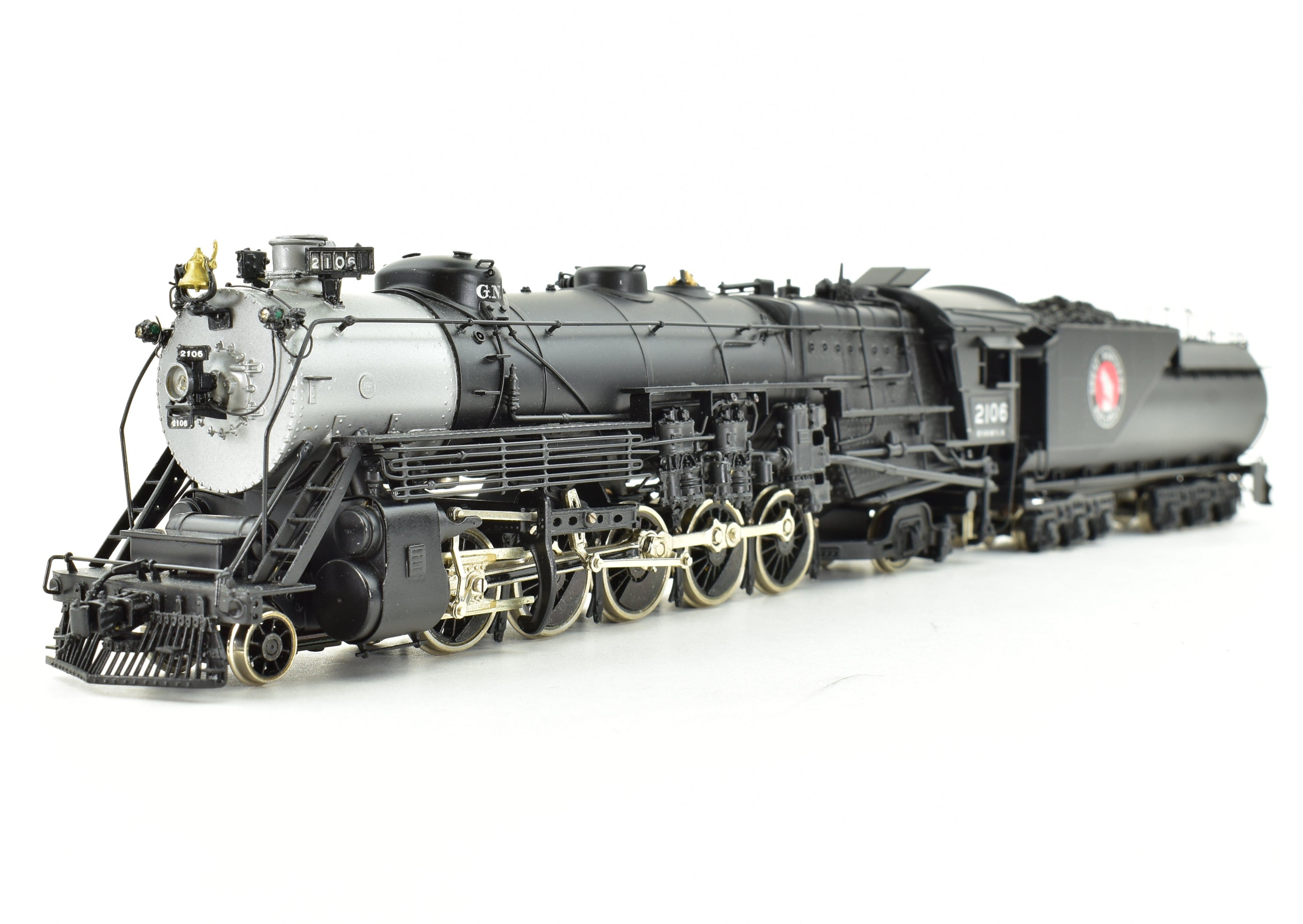 High - Quality HO Scale Brass Model Train CON PFM - Tenshodo GN - Great Northern 2 - 10 - 2 Class Q - 1 Factory - Painted Model from 1984 Production Run