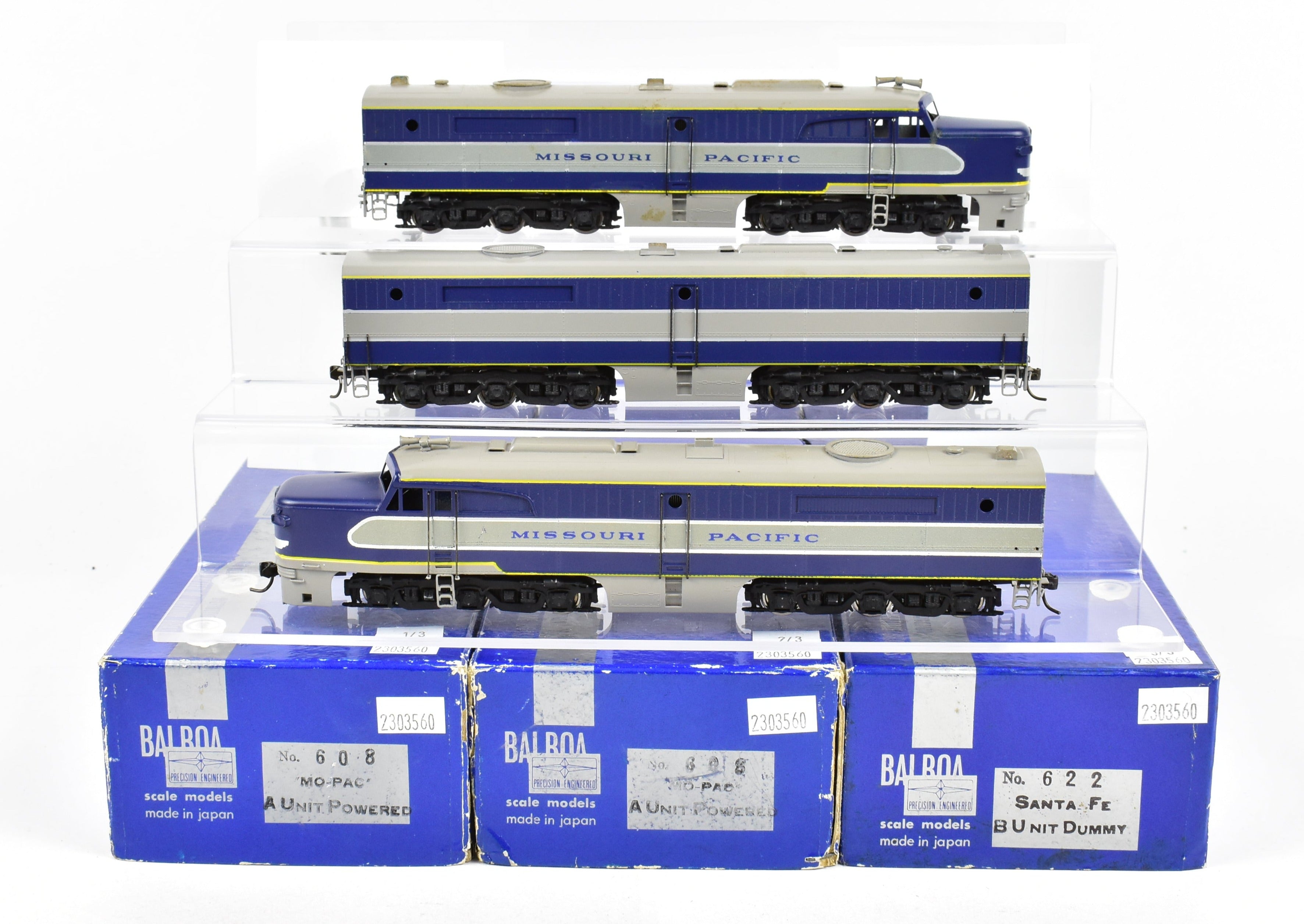 HO Scale Brass Balboa Missouri Pacific PA - 1 A - B - A Locomotive Set in As - Is Condition