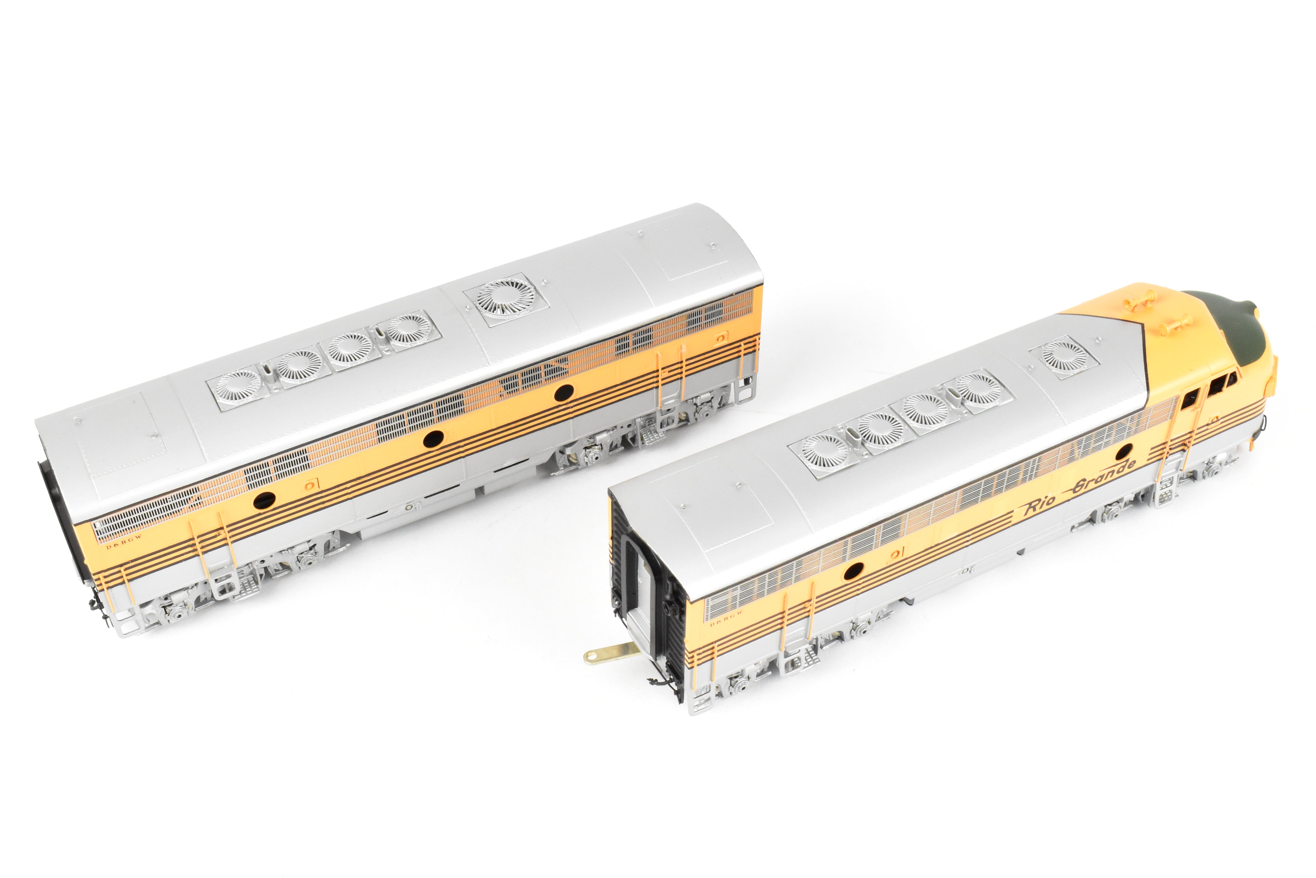 HO Brass Oriental Limited D&RGW EMD F7 A/B/B/A Set, 1500 HP, 5-Stripe Paint