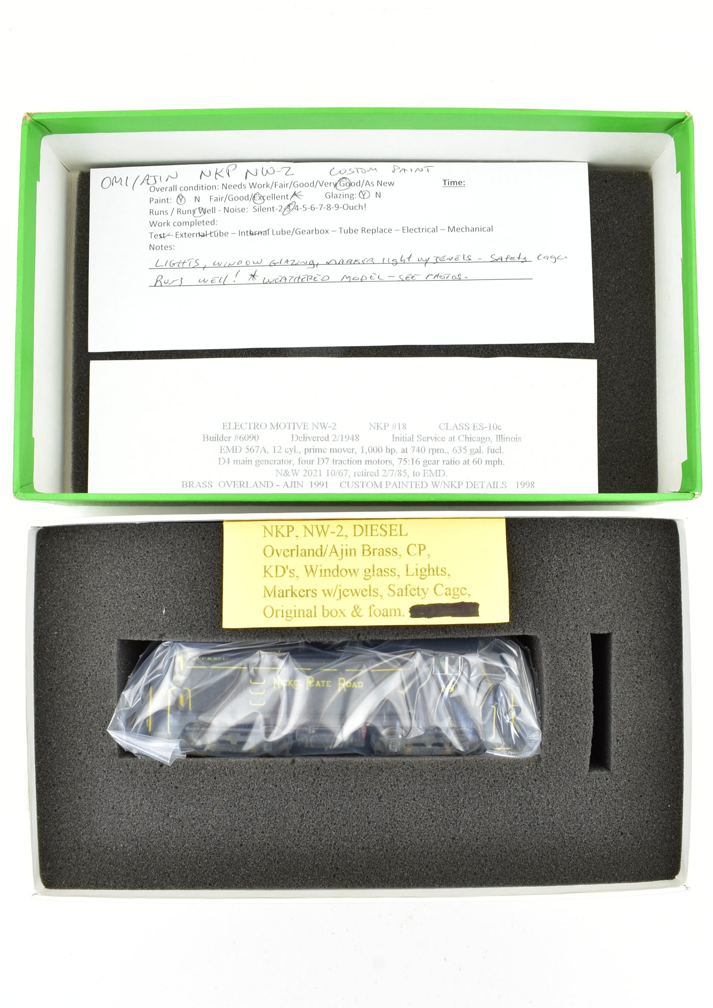 HO Scale Brass NKP Nickel Plate Road EMD NW - 2 Custom Painted by Overland Models Inc.