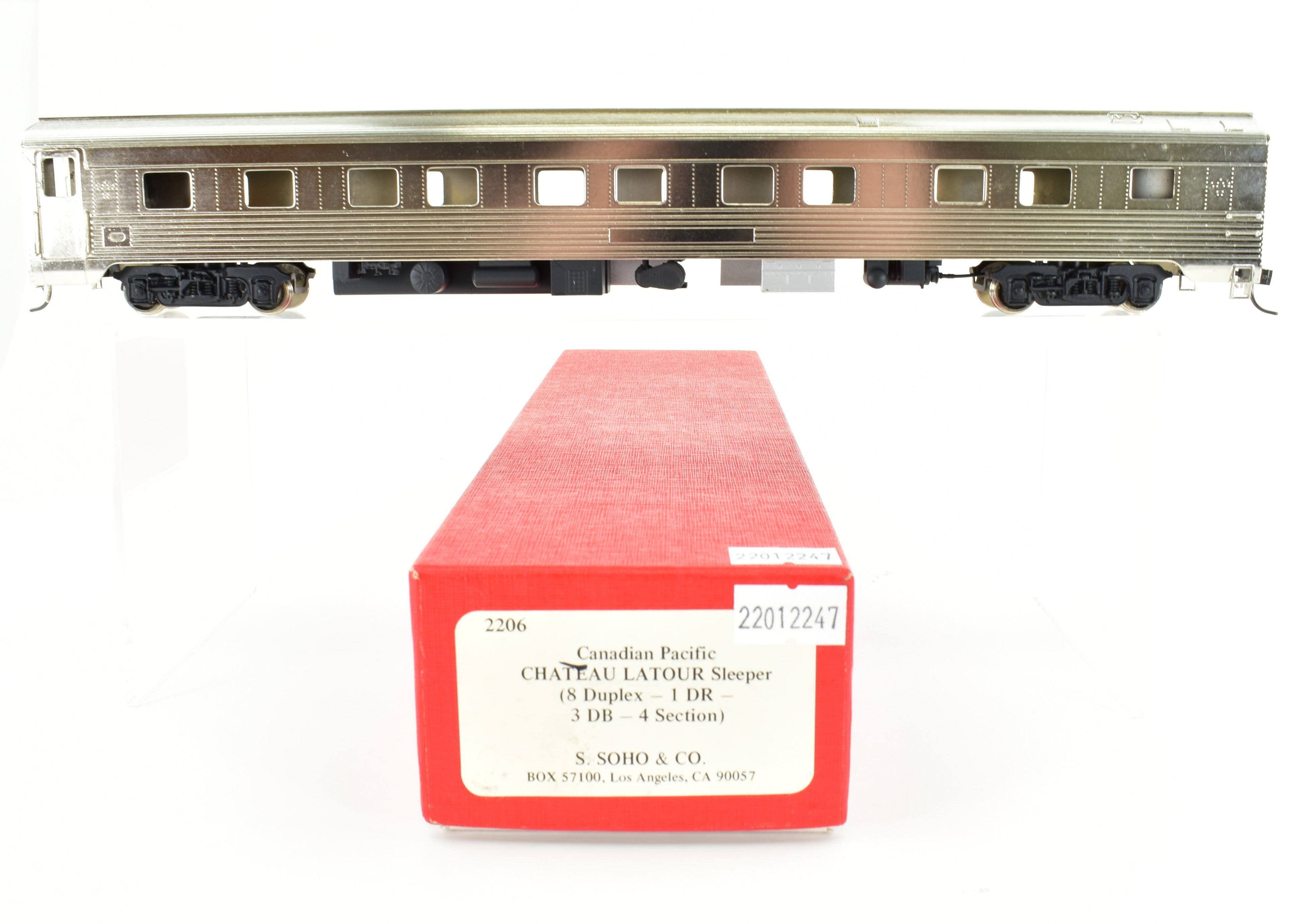 HO Scale Brass Model Train Sleeper by S. Soho & Co. - Canadian Pacific Railroad Chateau Latour 8-1-3-4 Lightweight Design