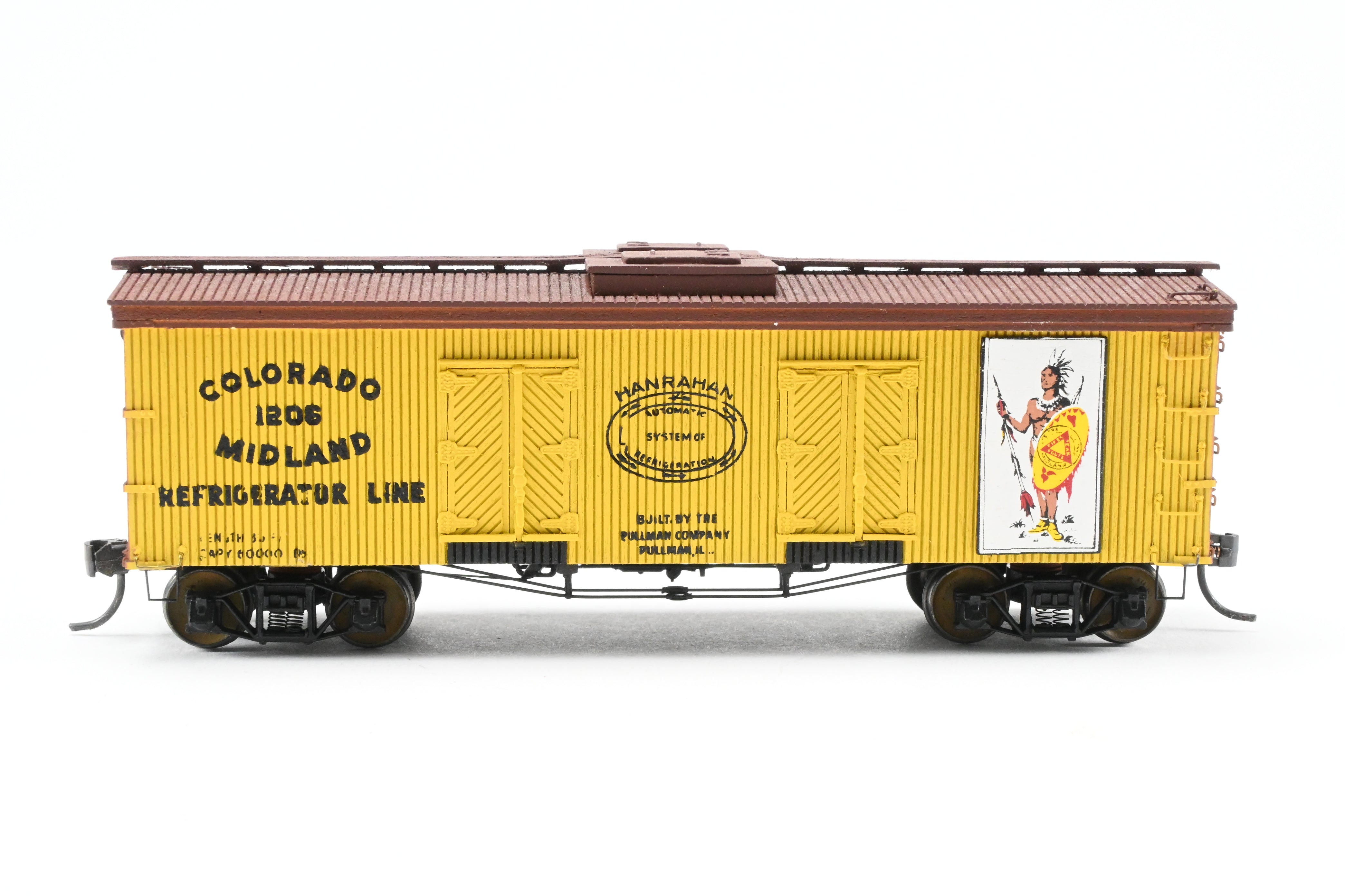 HO Scale La Belle Woodworking Colorado Midland 36-Foot Wood-Sided Refrigerator Car Model - Fully Assembled and Professionally Painted