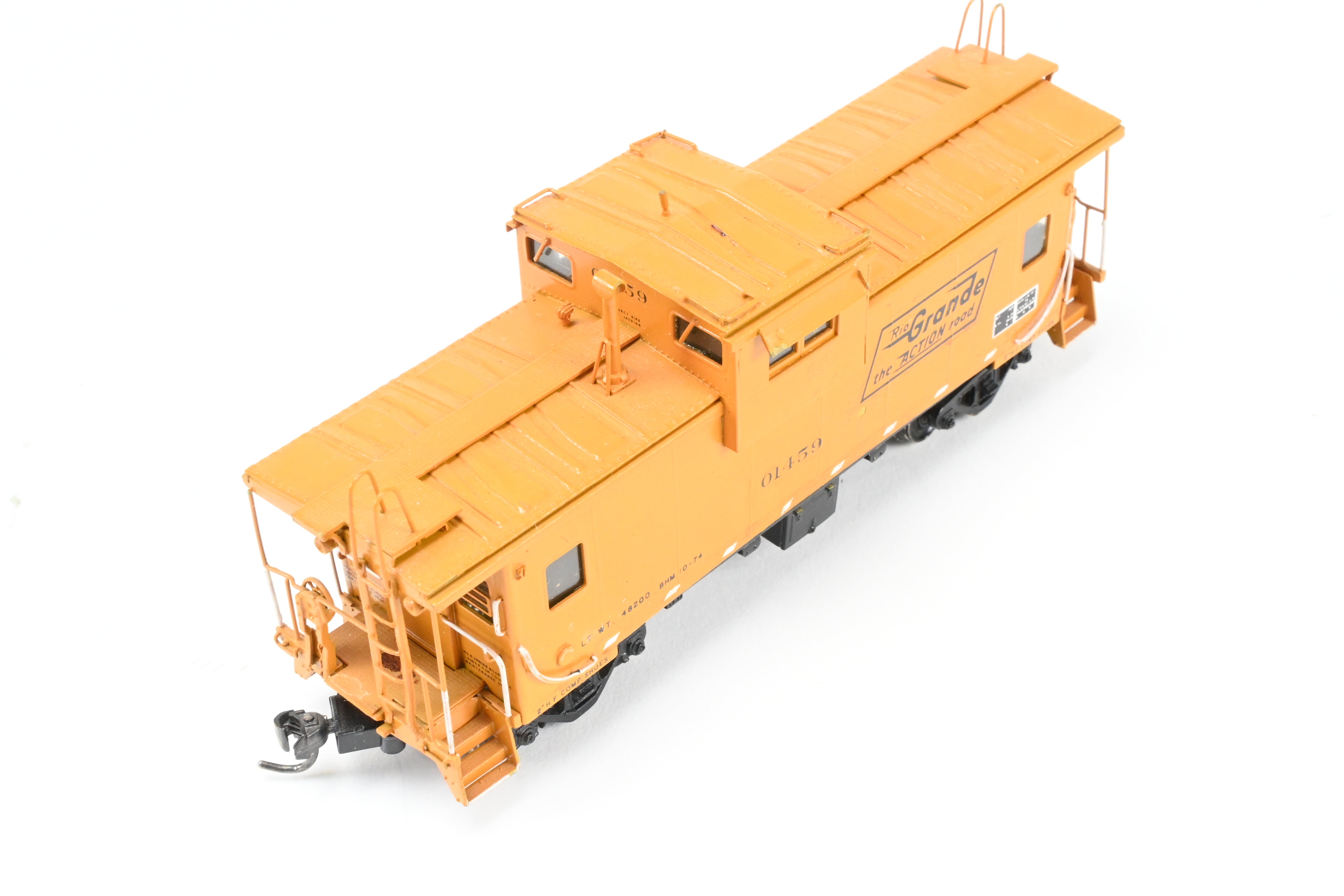 HO Scale Brass Model - Overland Models, Inc. D&RGW - Denver & Rio Grande Western Wide Vision Caboose 1500 Class CP in Vibrant Orange, Numbered 01459 for Model Train Enthusiasts