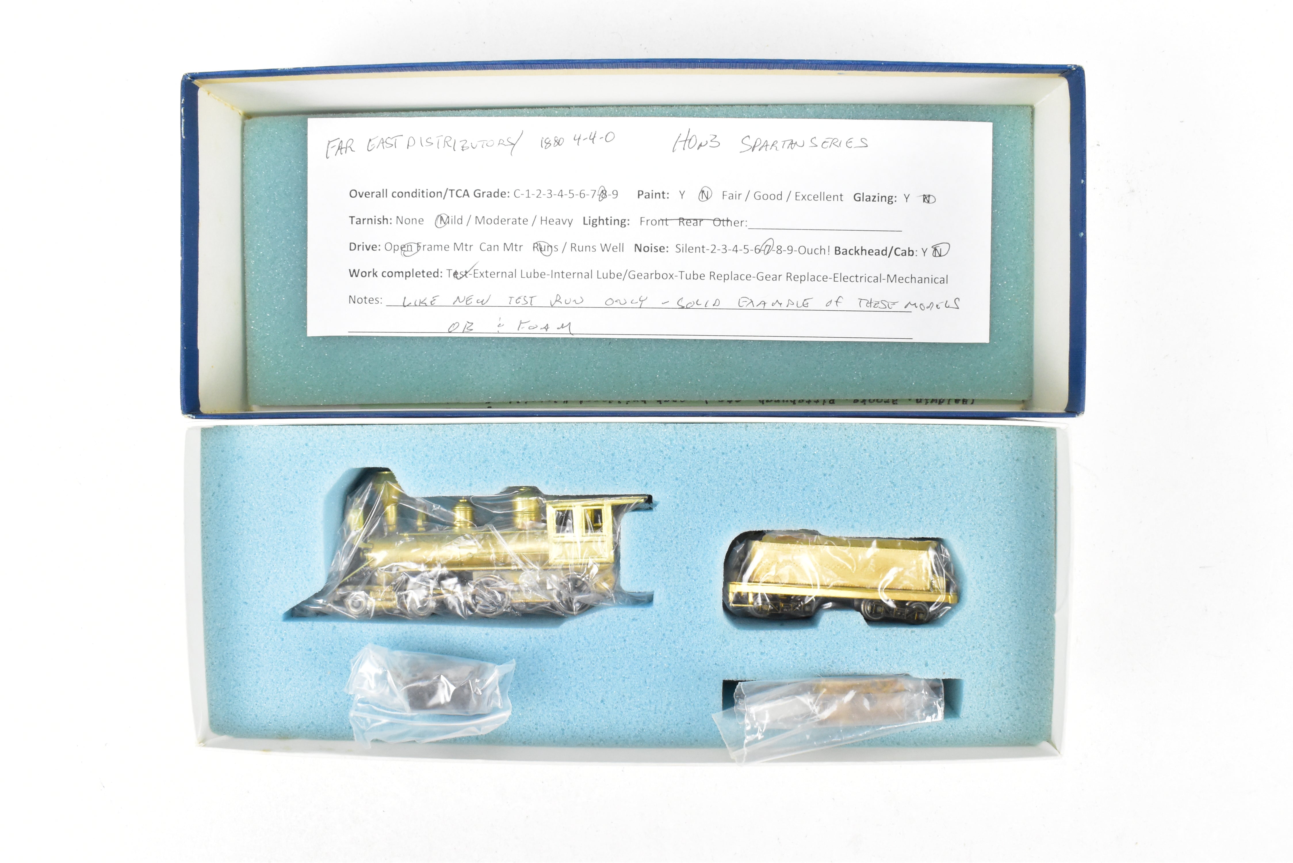 1880s American 4-4-0 HOn3 Brass Model from Far East Distributors, Spartan Series