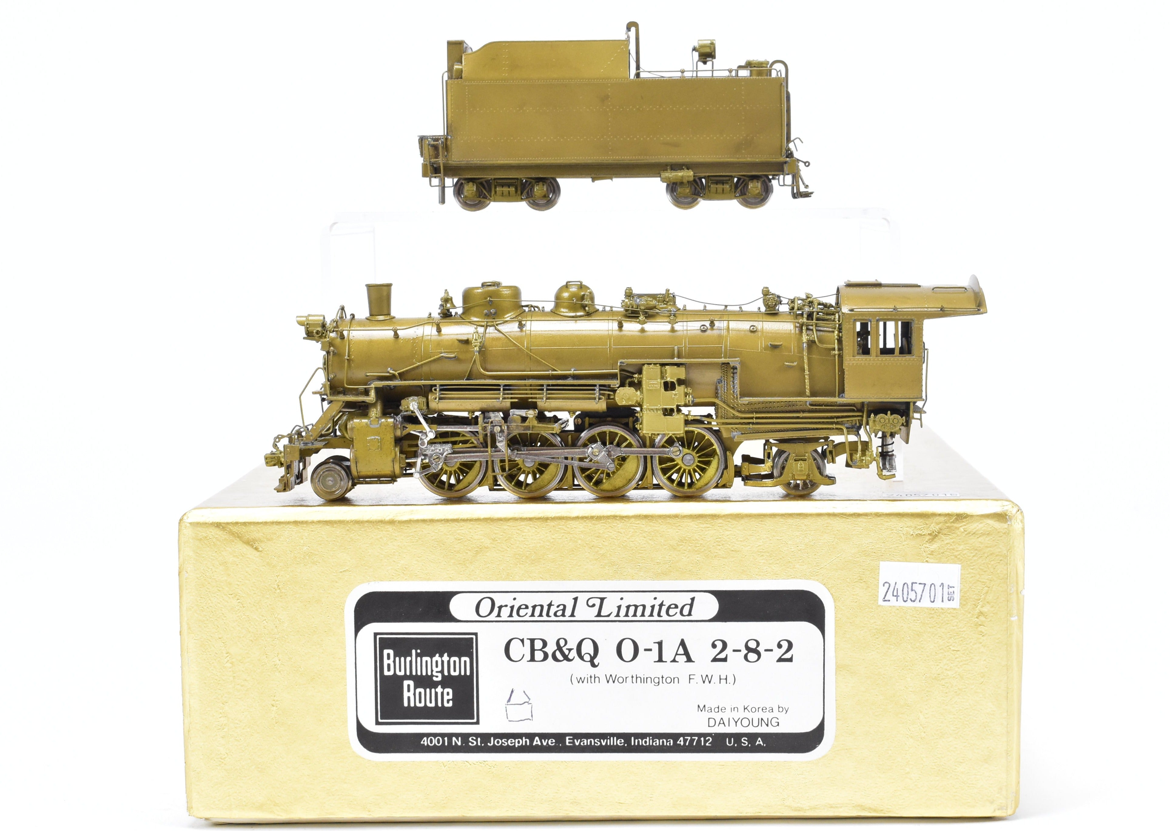 HO Scale Brass Model of Oriental Limited CB&Q - Burlington Route O - 1a 2 - 8 - 2 Steam Locomotive
