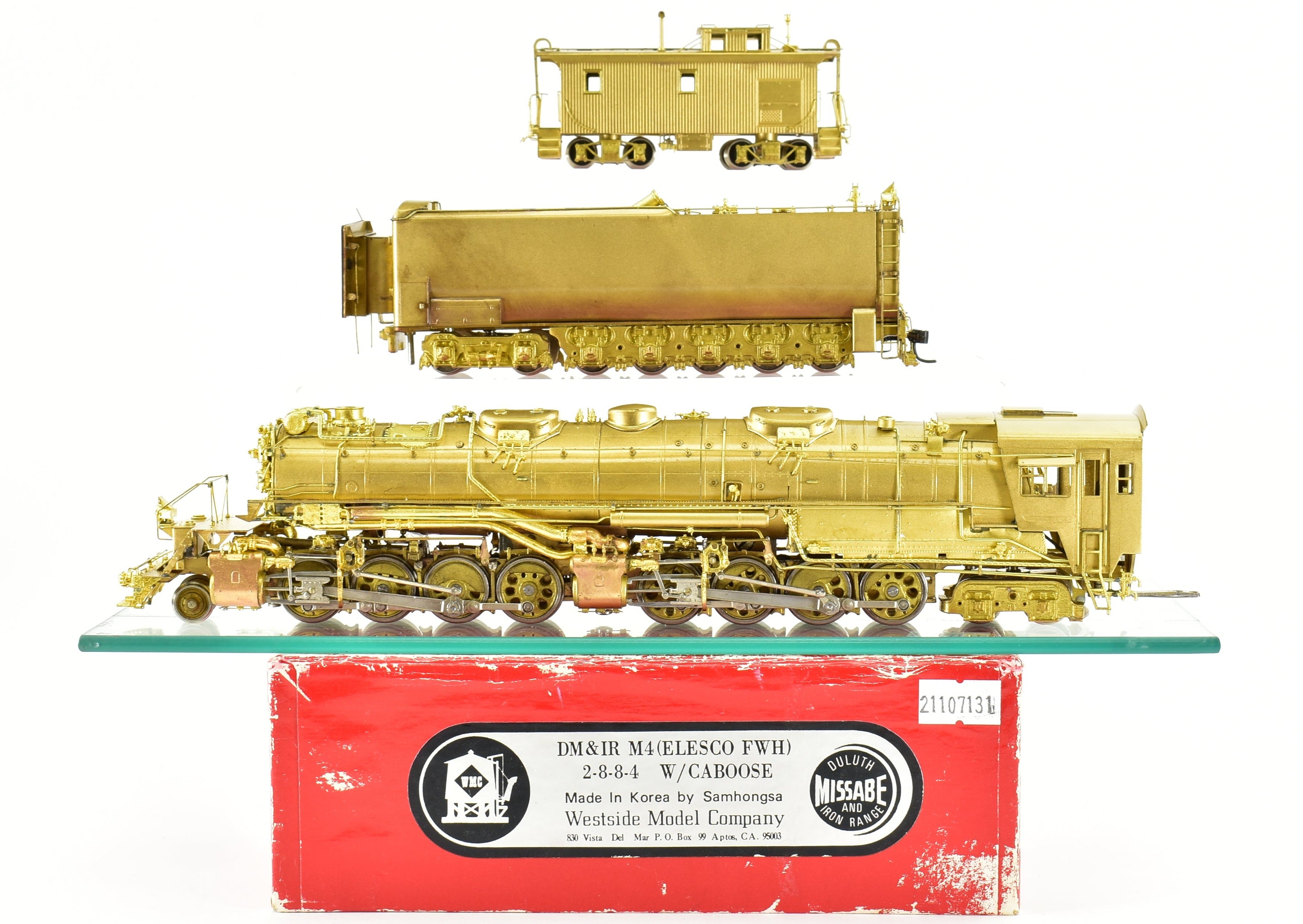 HO Scale Brass Model Train - Westside Model Co. DM&IR - Duluth, Missabe, & Iron Range 2-8-8-4 Yellowstone M-4 Steam Locomotive with Caboose