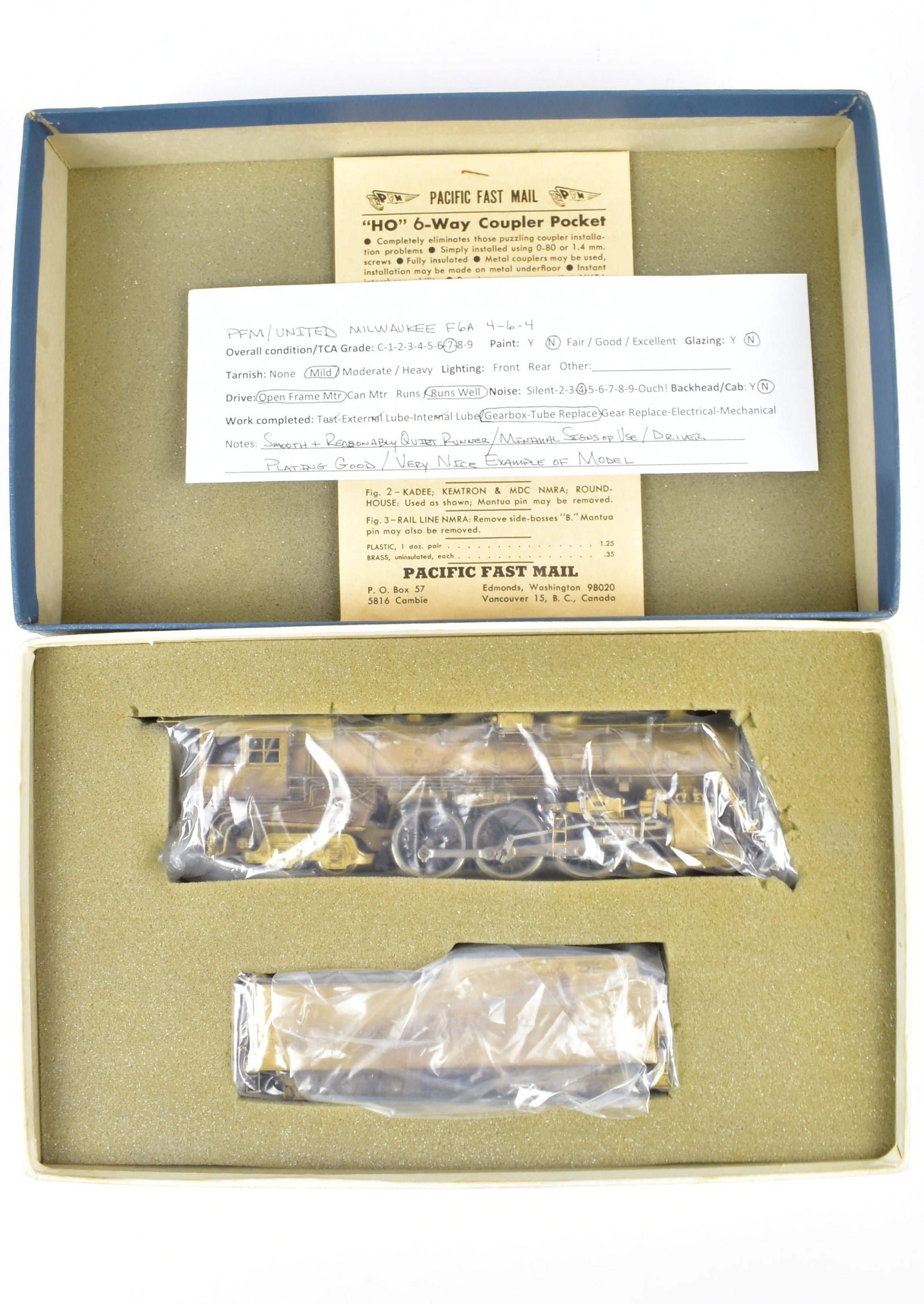 High - Quality HO Scale Brass Pacific Fast Mail Model - United MILW Milwaukee Road F6a 4 - 6 - 4 Baltic Steam Locomotive