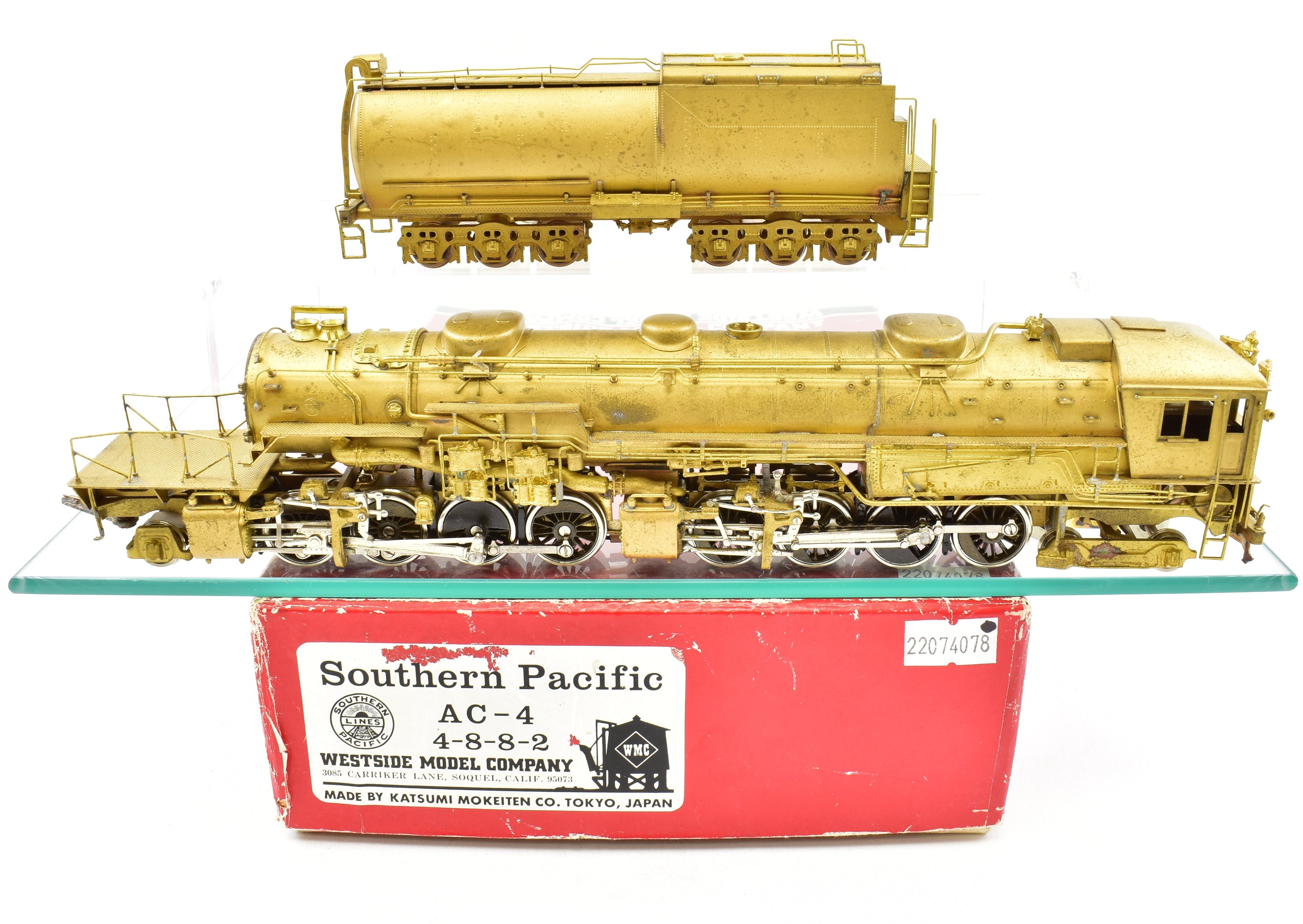 HO Scale Brass Model Train by Westside Model Co., Southern Pacific Class AC - 4 4 - 8 - 8 - 2 Cab Forward Locomotive from 1977 Production Run