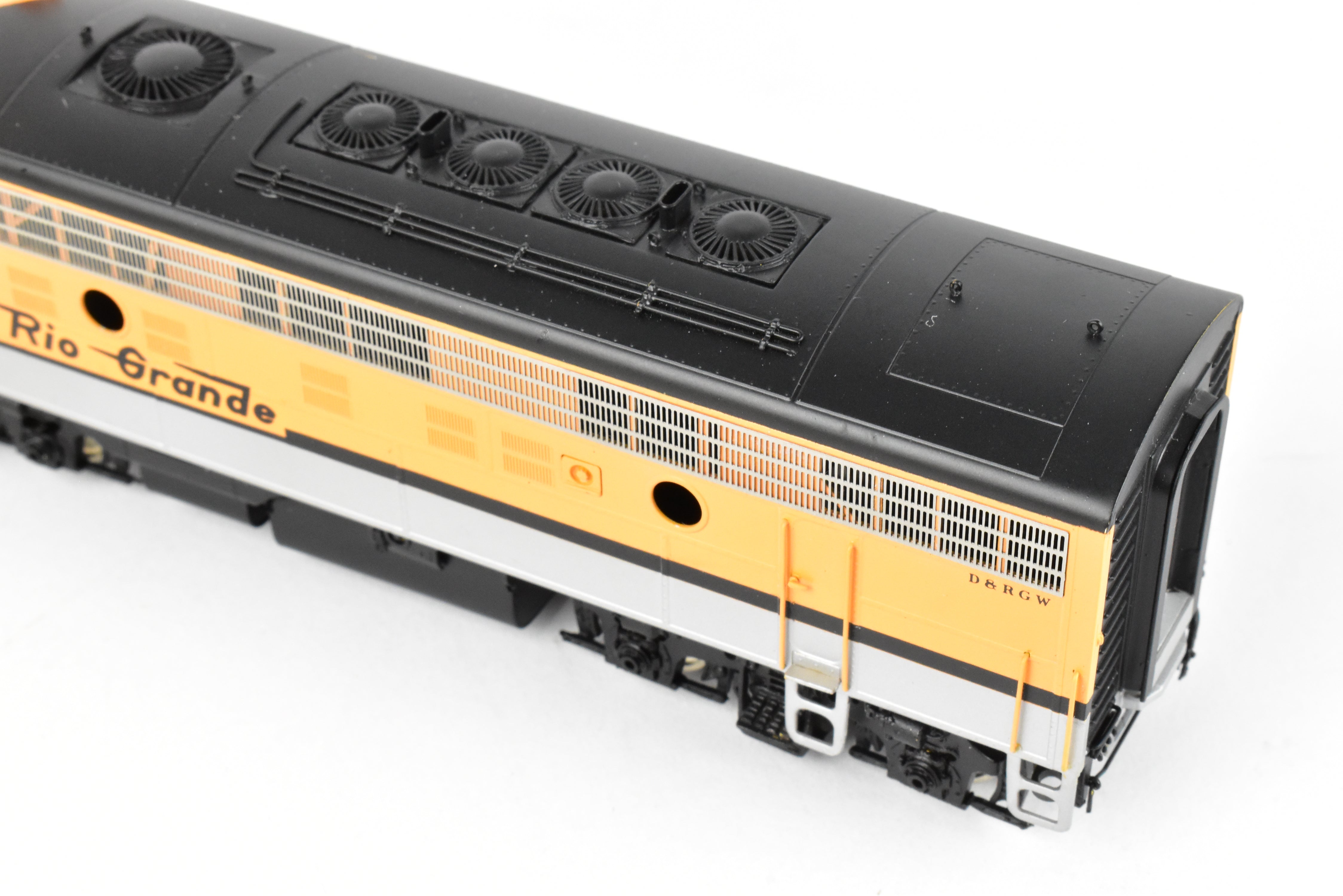 HO Scale Brass Model Train - Oriental Limited D&RGW Rio Grande EMD F9 A/B/B Set with 1750 HP Each and Factory Painted Finish