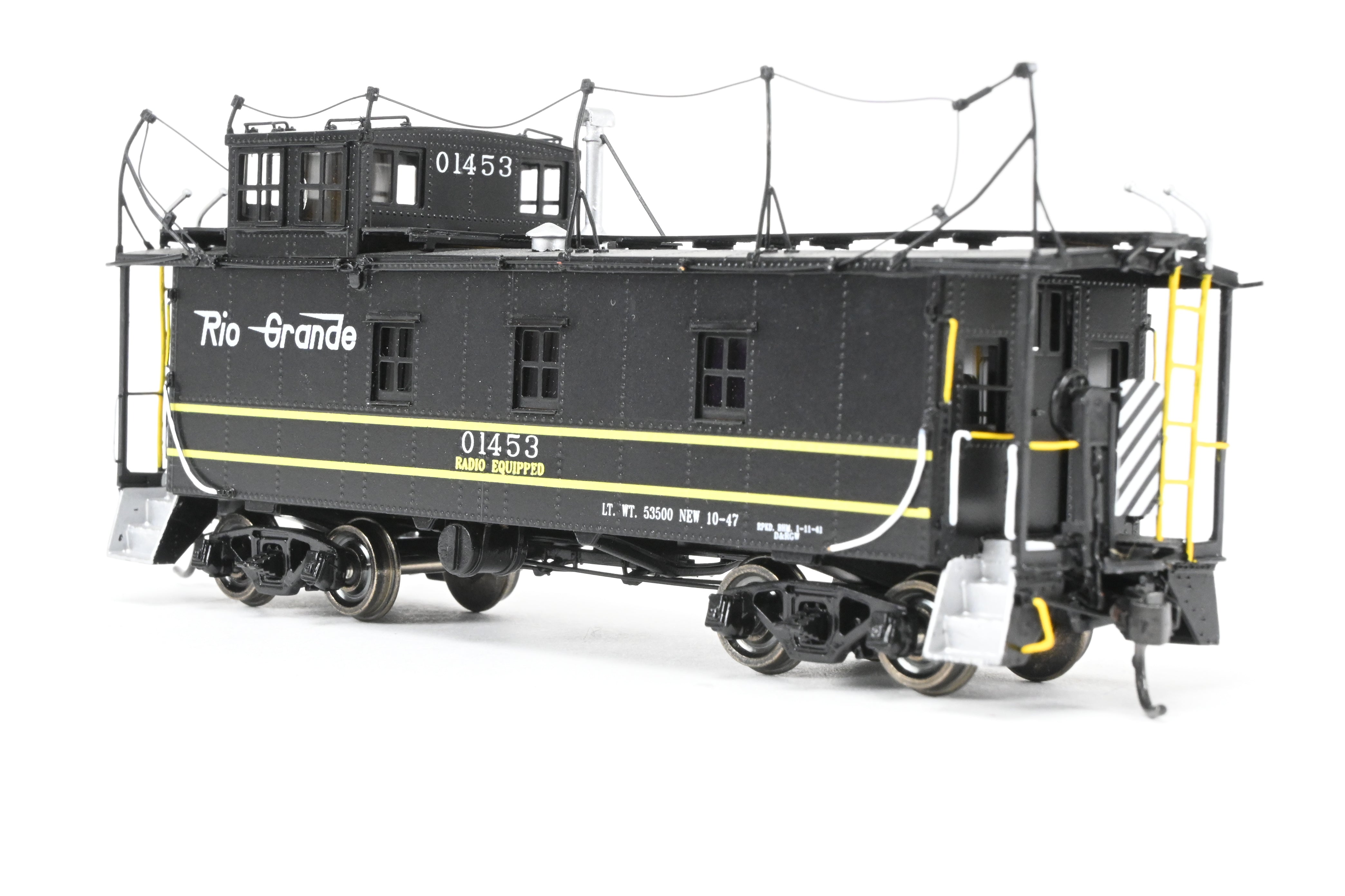 High - Quality HO Scale Brass Model Railroad Caboose by The Joint Line Co. - Denver & Rio Grande Original Riveted Steel Caboose Limited Edition FP Number 01453 with Antenna