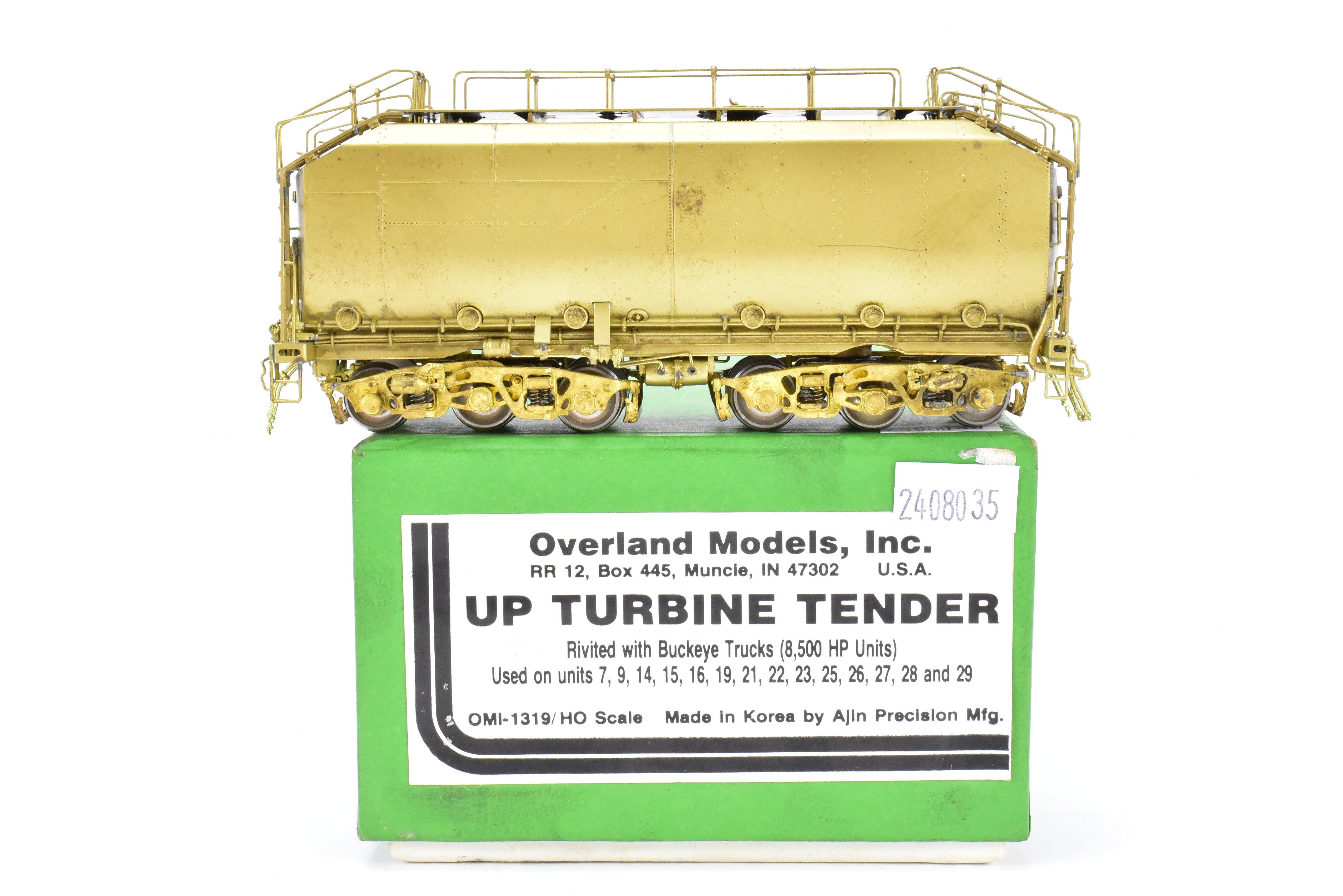 HO Scale Brass UP Union Pacific Gas Turbine Tender by Overland Models, Inc.