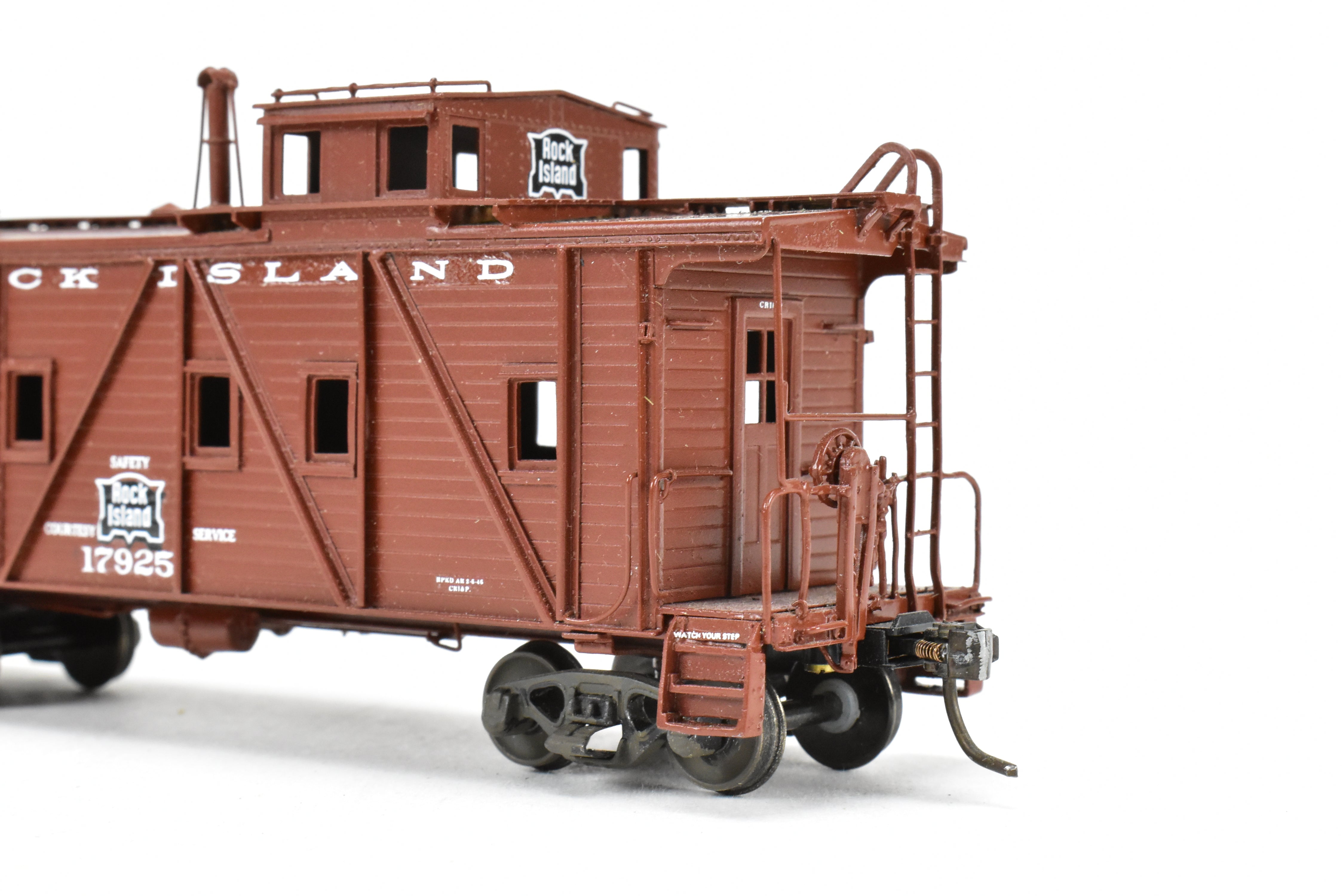 HO Scale Brass Model Train - Overland Models, Inc. (OMI) CRI&P - Rock Island Outside Braced Wood Caboose CP No.17925 with Replacement Trucks