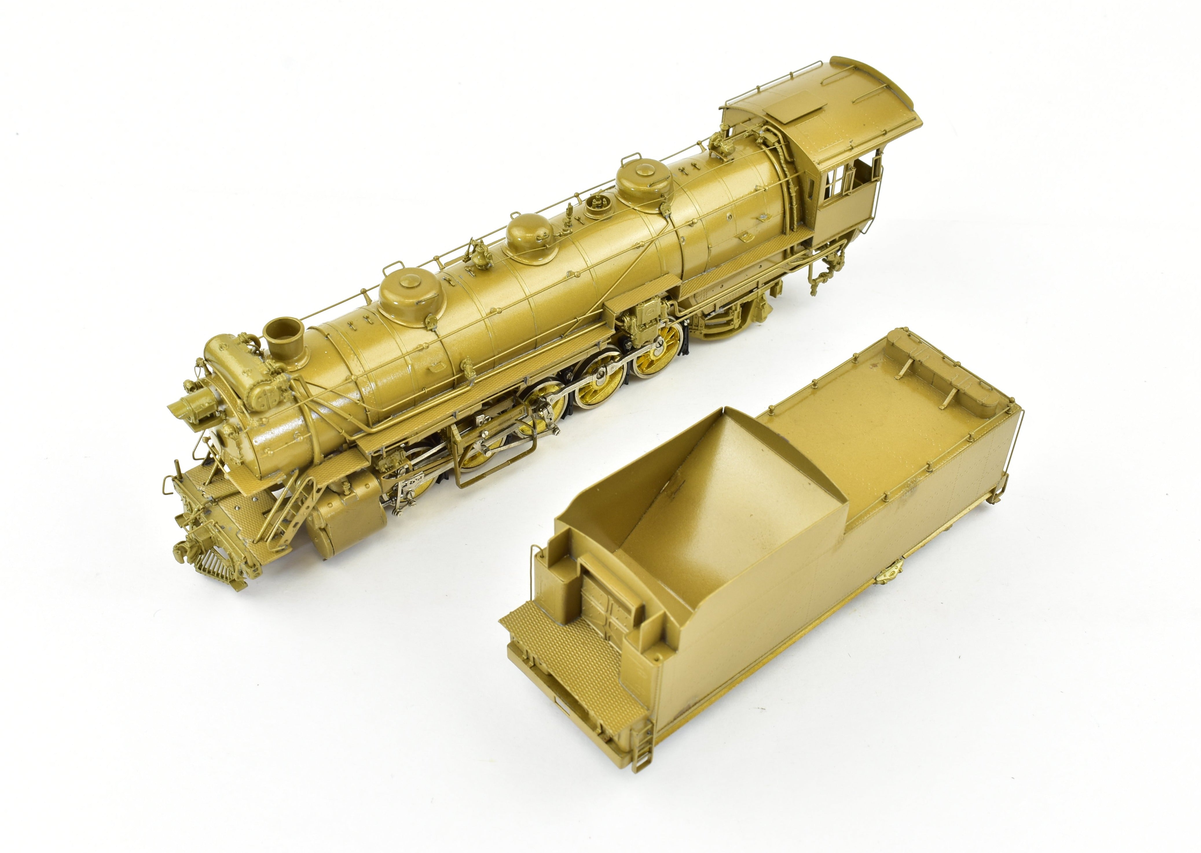 HO Scale Brass Model Train - Overland Models CB&Q - Burlington Route M-2a 2-10-2 Steam Locomotive with Elesco Feedwater Heater
