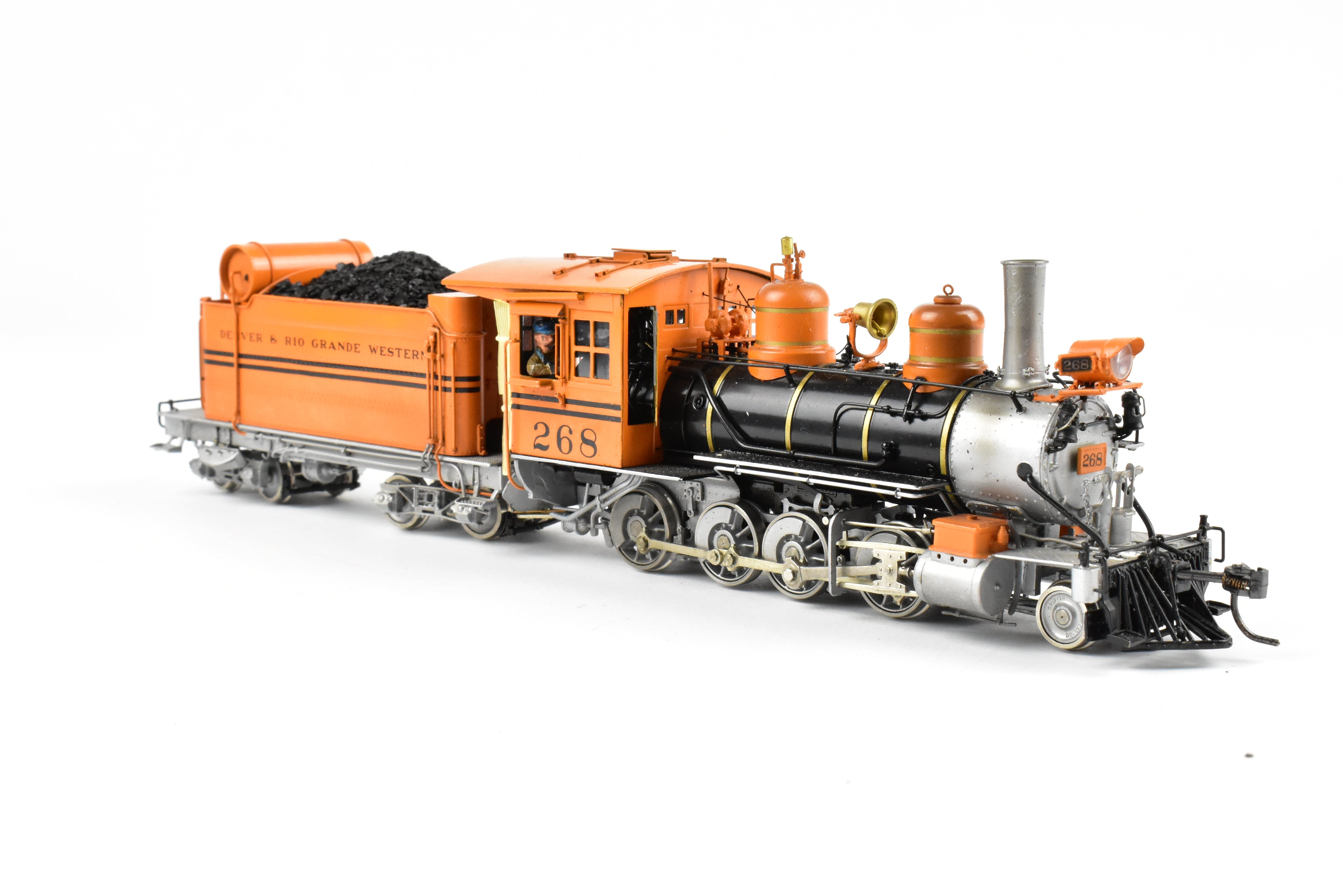 1989 Sn3 Brass Steam Locomotive Milestone Models D&RGW - Denver & Rio Grande Western Class C - 16 2 - 8 - 0 #268 with Bumblebee Scheme in Excellent Condition