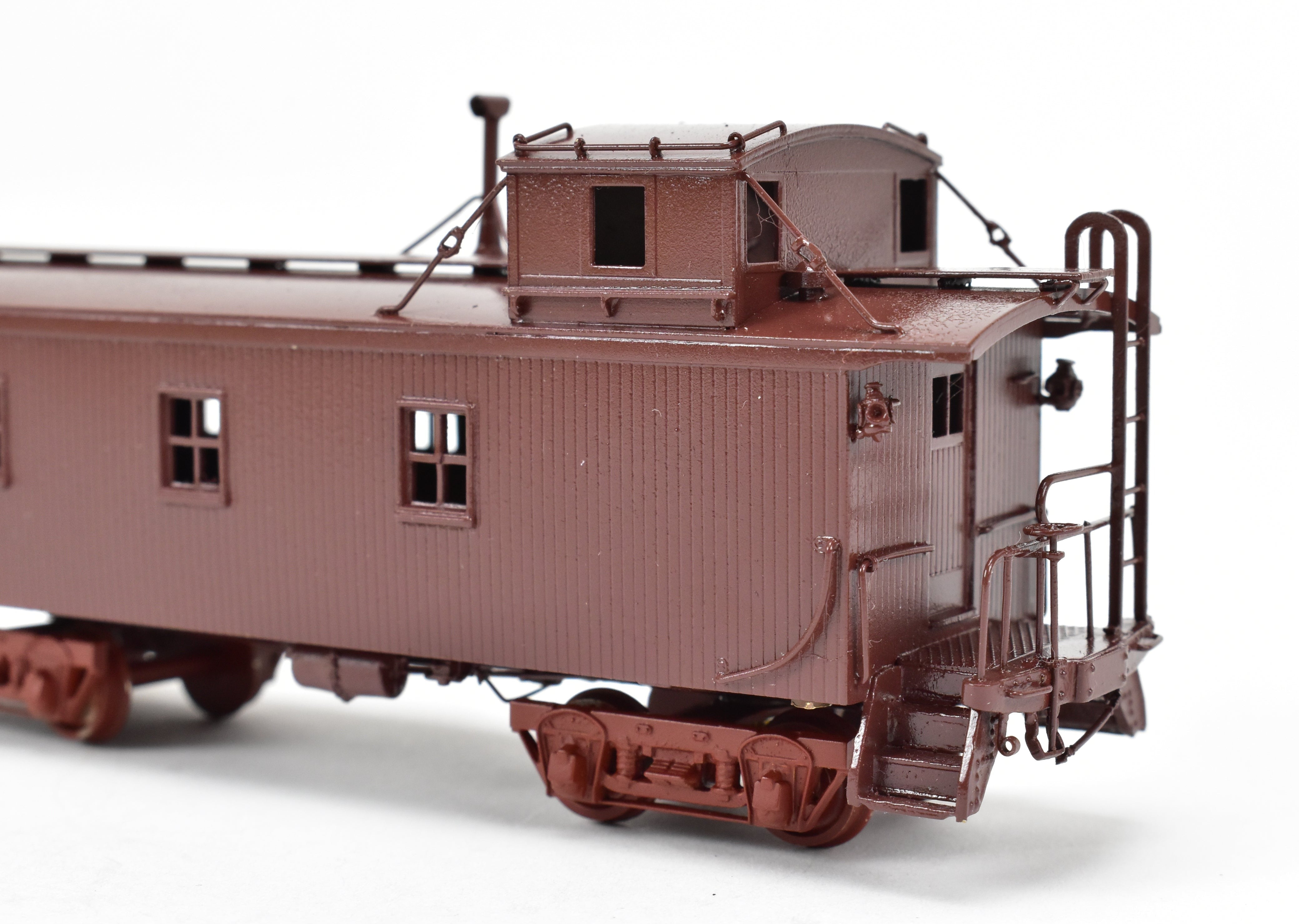 HO Scale Brass Model of Oriental Limited CB&Q - Burlington Route NE-9 Wood Caboose with No Lettering on Car Body
