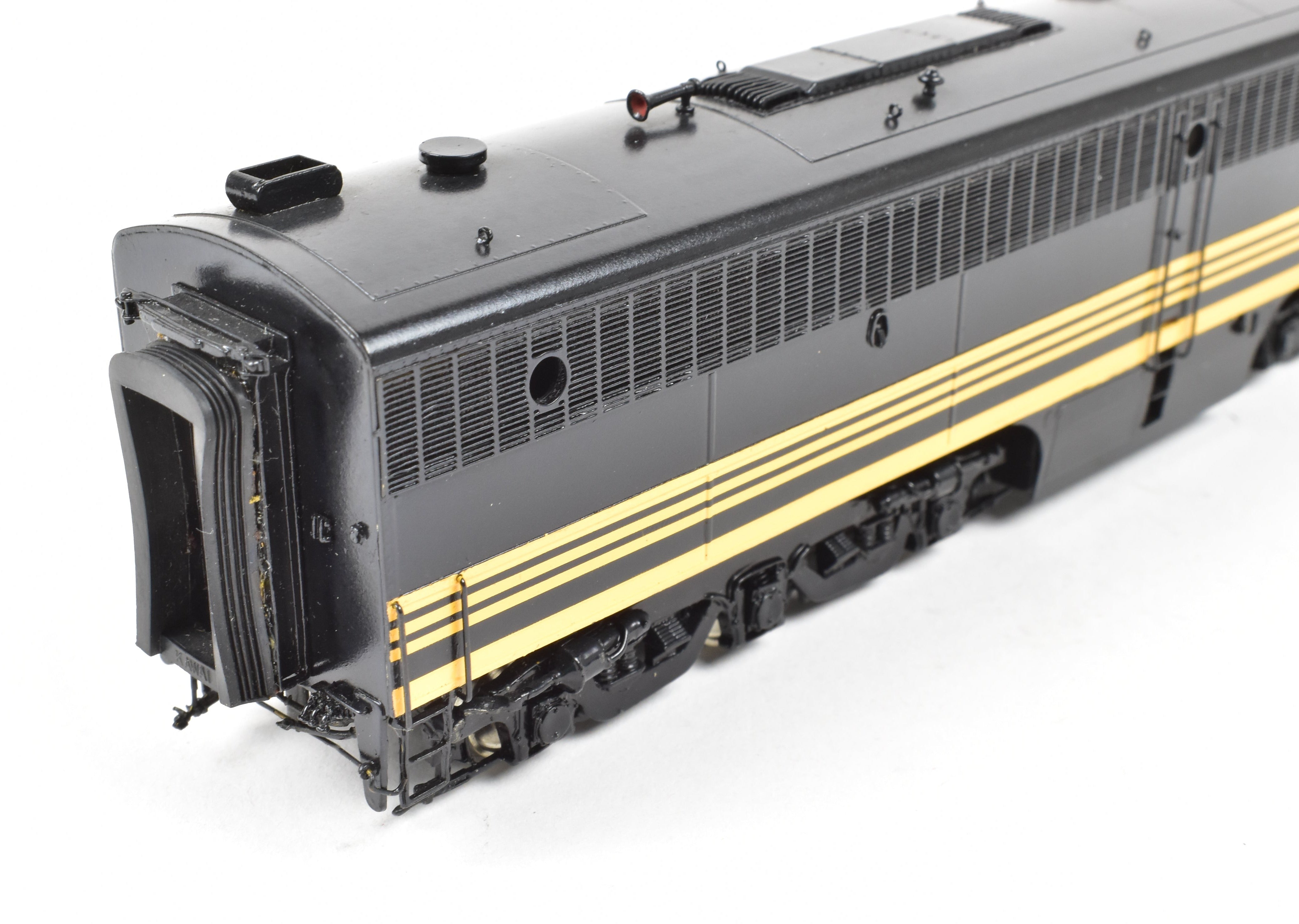 HO Scale Brass Model Train Key Imports D&RGW - Denver & Rio Grande Western Alco PA A/B/A Set Locomotive in Black and Yellow Color Scheme