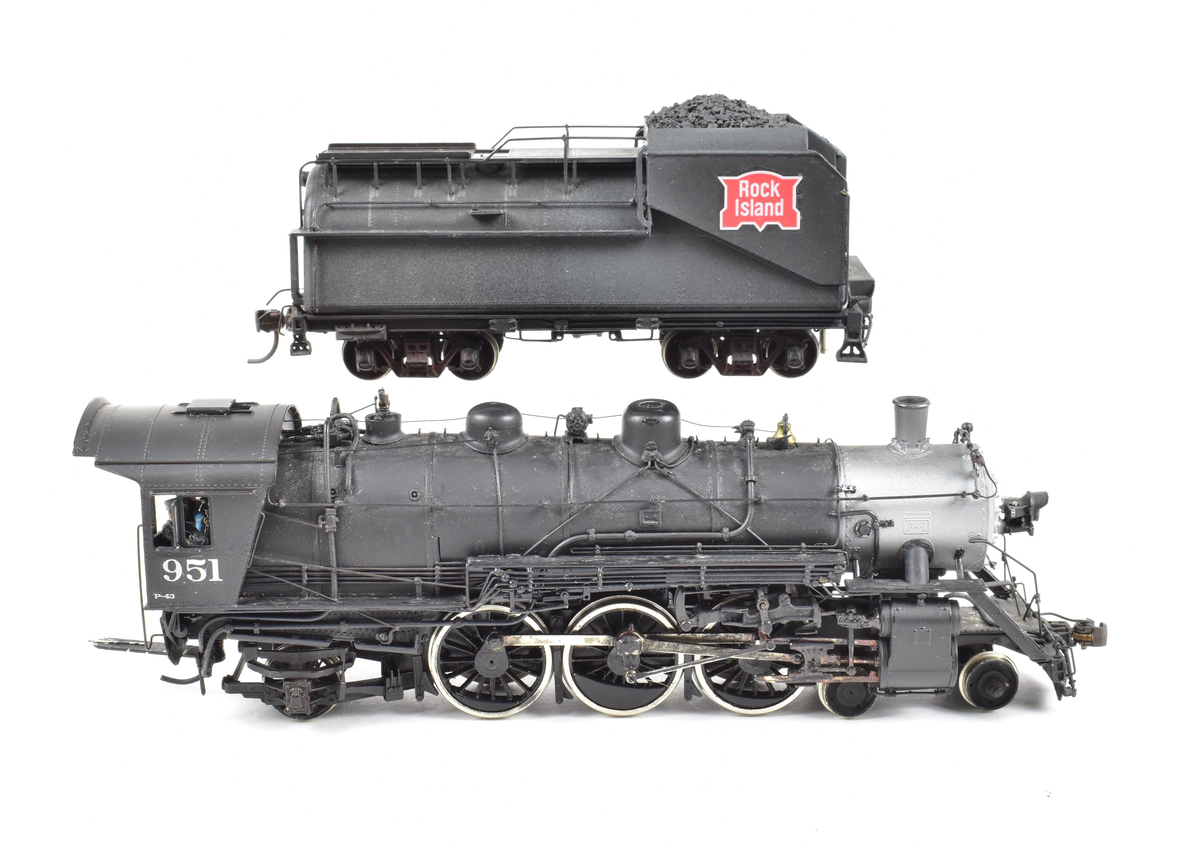 HO Scale Brass Model Train - Overland Models CRI&P Rock Island P-42 4-6-2 Pacific Steam Locomotive CP #951 Weathered with Authentic Detailing