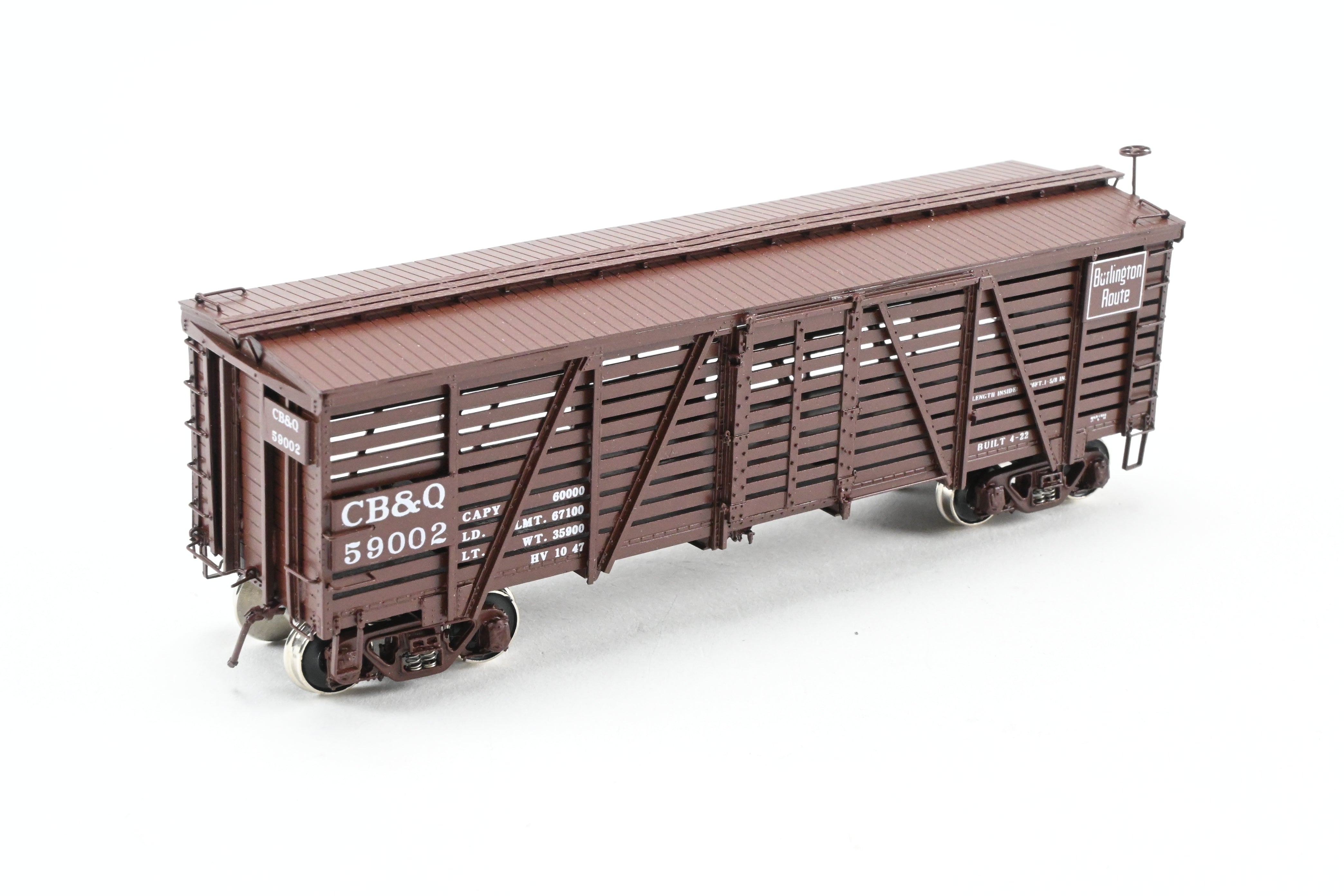 HO Scale Brass Challenger Imports CB&Q Burlington Route SM-16 36' Stock Car No. 59002