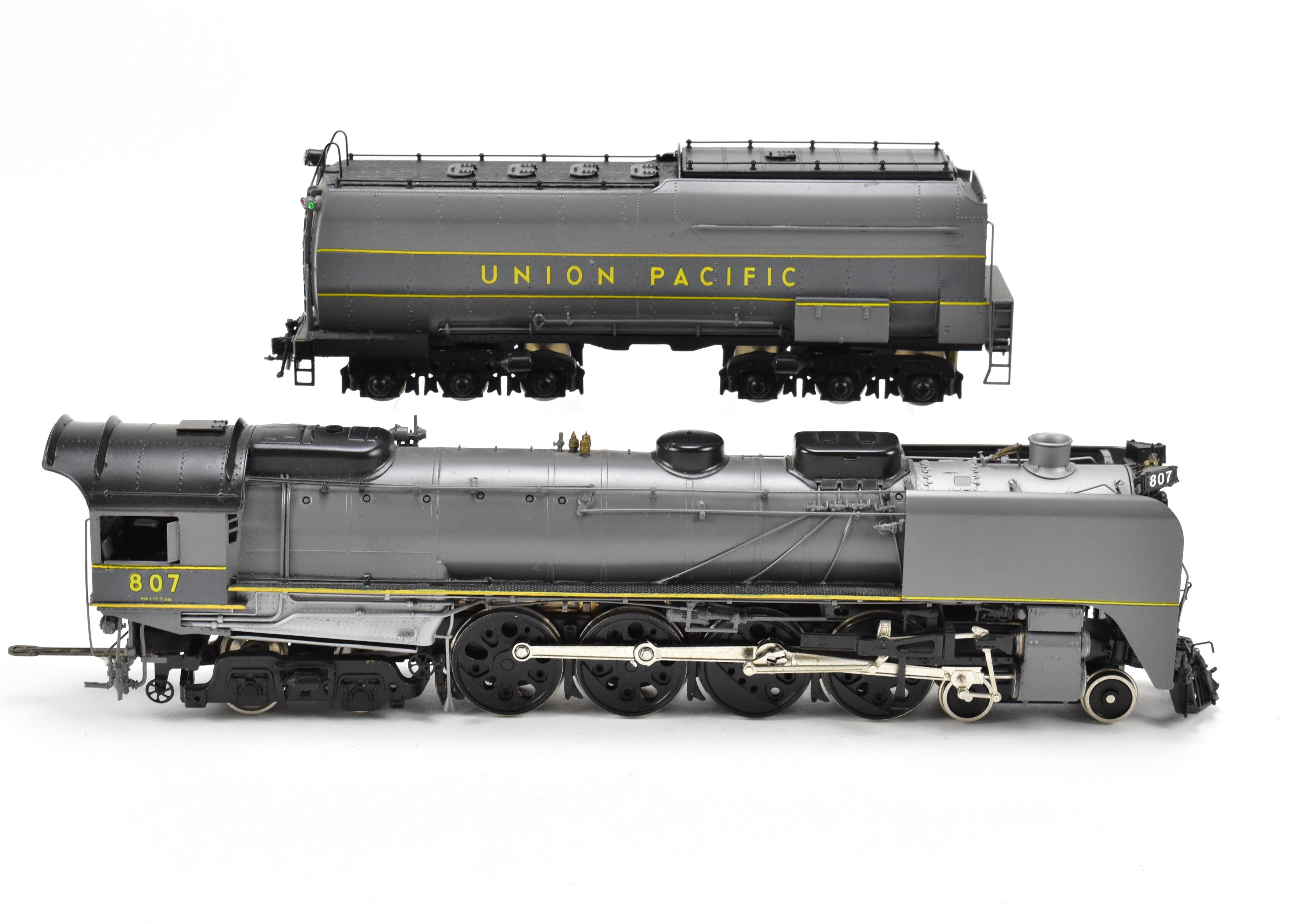HO Scale Brass PFM - United Model Train - Union Pacific 4-8-4 Modern FEF-1 with Two-Tone Grey and Yellow Custom Paint, Run Number 807 from 1981