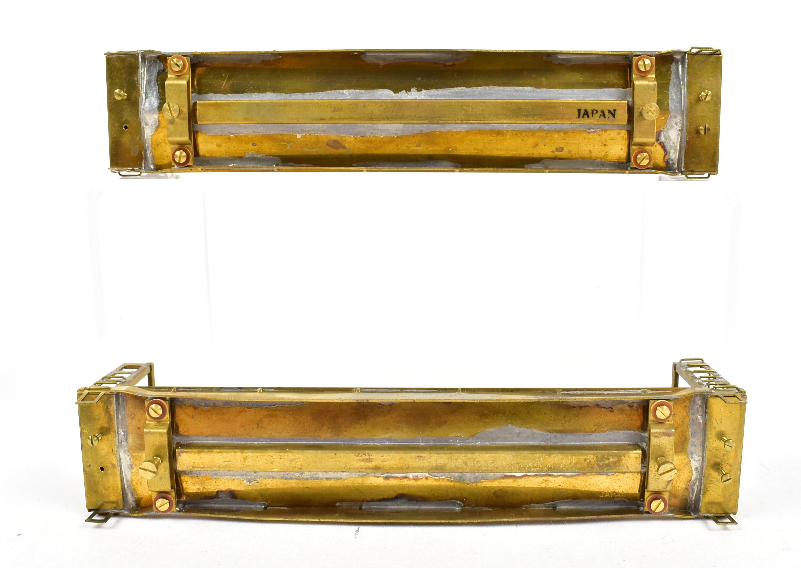 Lot Of 2 HO Brass U.S. Hobbies Beveled Floor Bulkhead Pulpwood Flatcars
