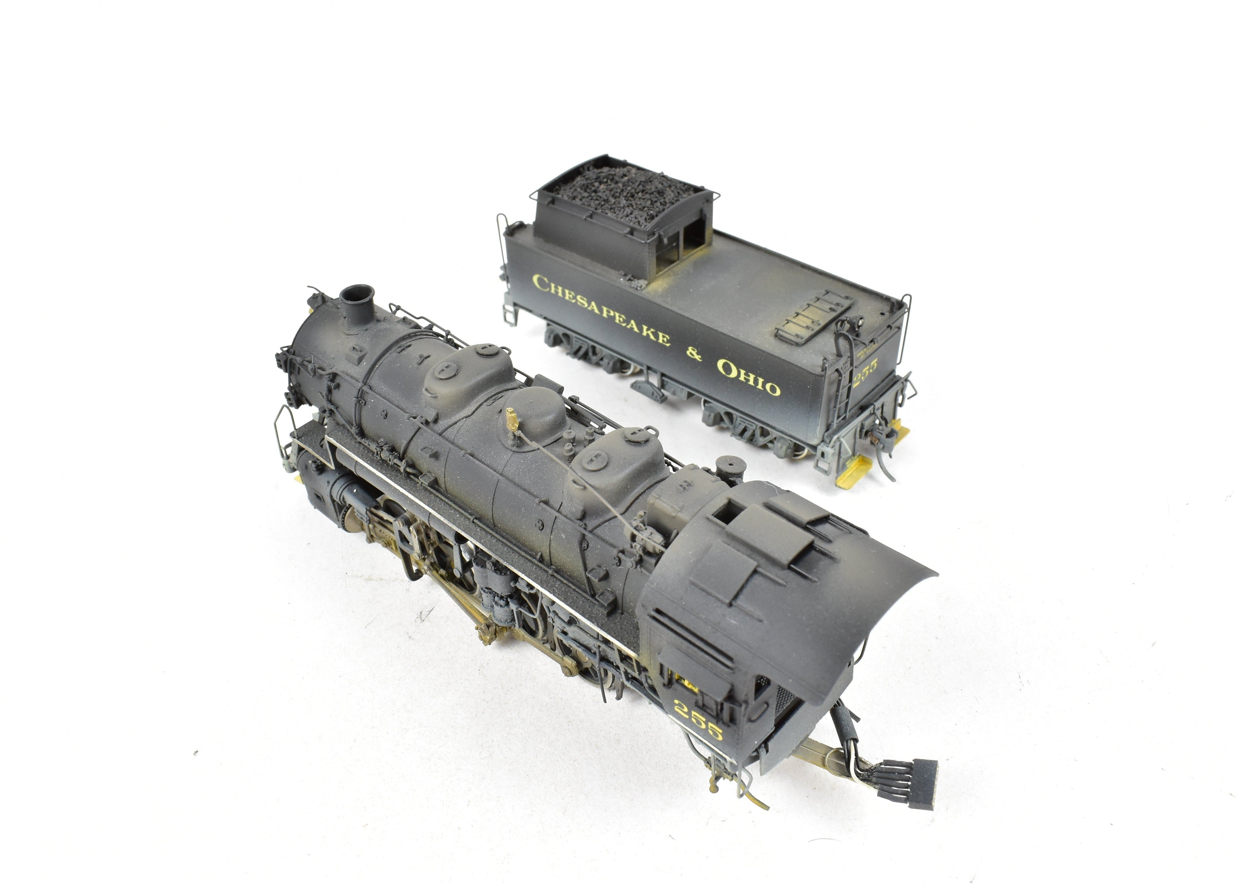 HO Scale Brass Precision Scale Co. Chesapeake & Ohio Class C - 16 0 - 8 - 0 FP Model Locomotive with Weathered No. 255, Equipped with DCC & Sound Function
