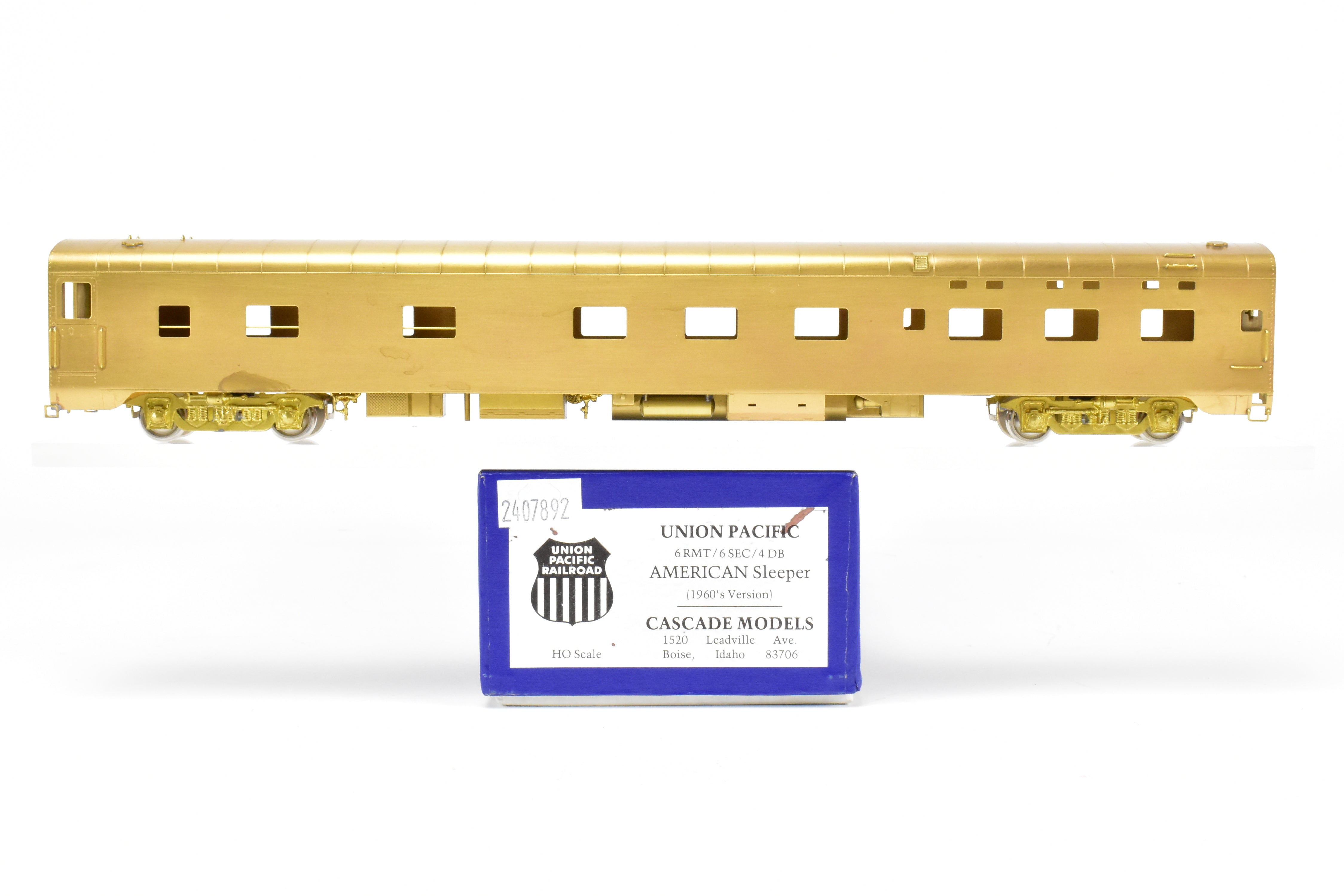 HO Scale Brass Cascade Models Union Pacific (UP) Pullman Standard 6-Section, 6-Roomette, 4-Bedroom American Sleeper Car from the 1960s Era