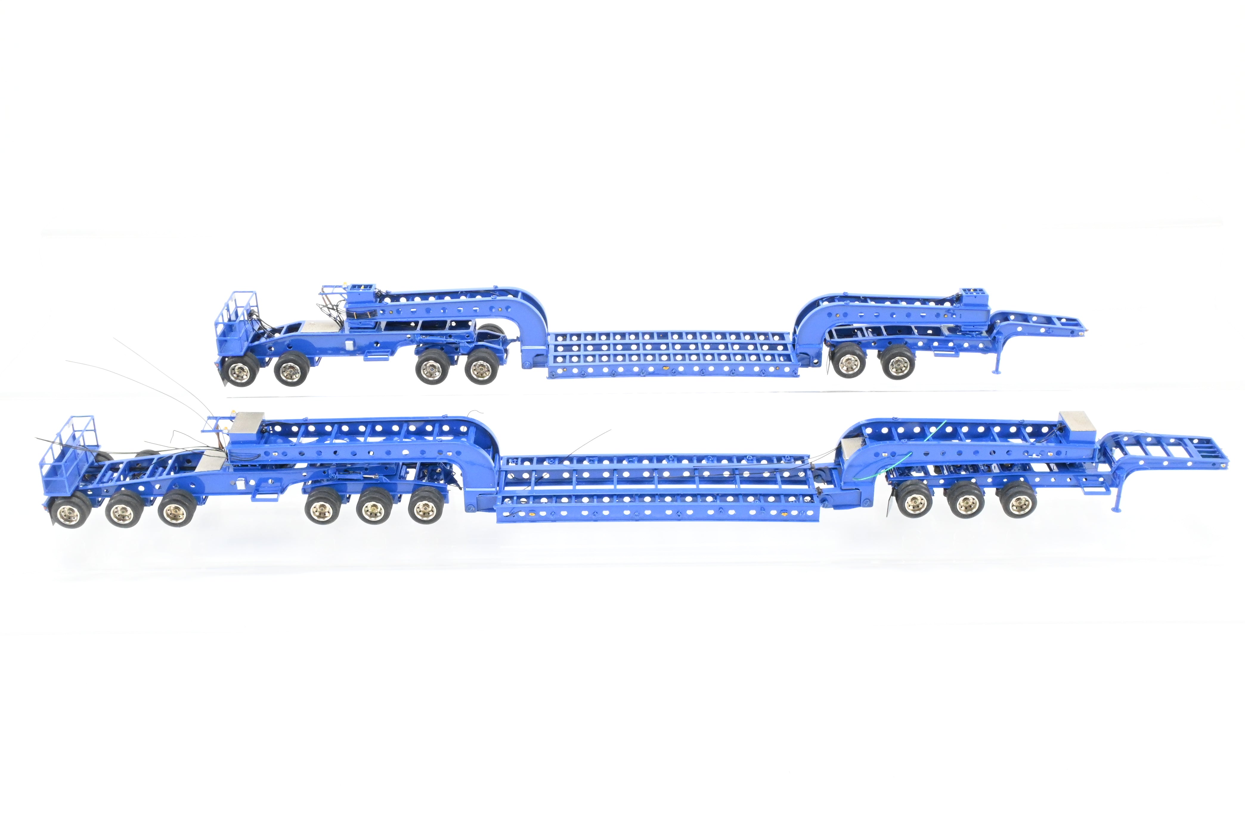 HO Scale Brass Construction OMI - Overland Models, Inc. Nelson Miller Transfer Extremely Rare One-of-a-Kind Pilot Models of 6-Axle and 9-Axle Heavy Haul Trailers in FP Blue, Never Produced