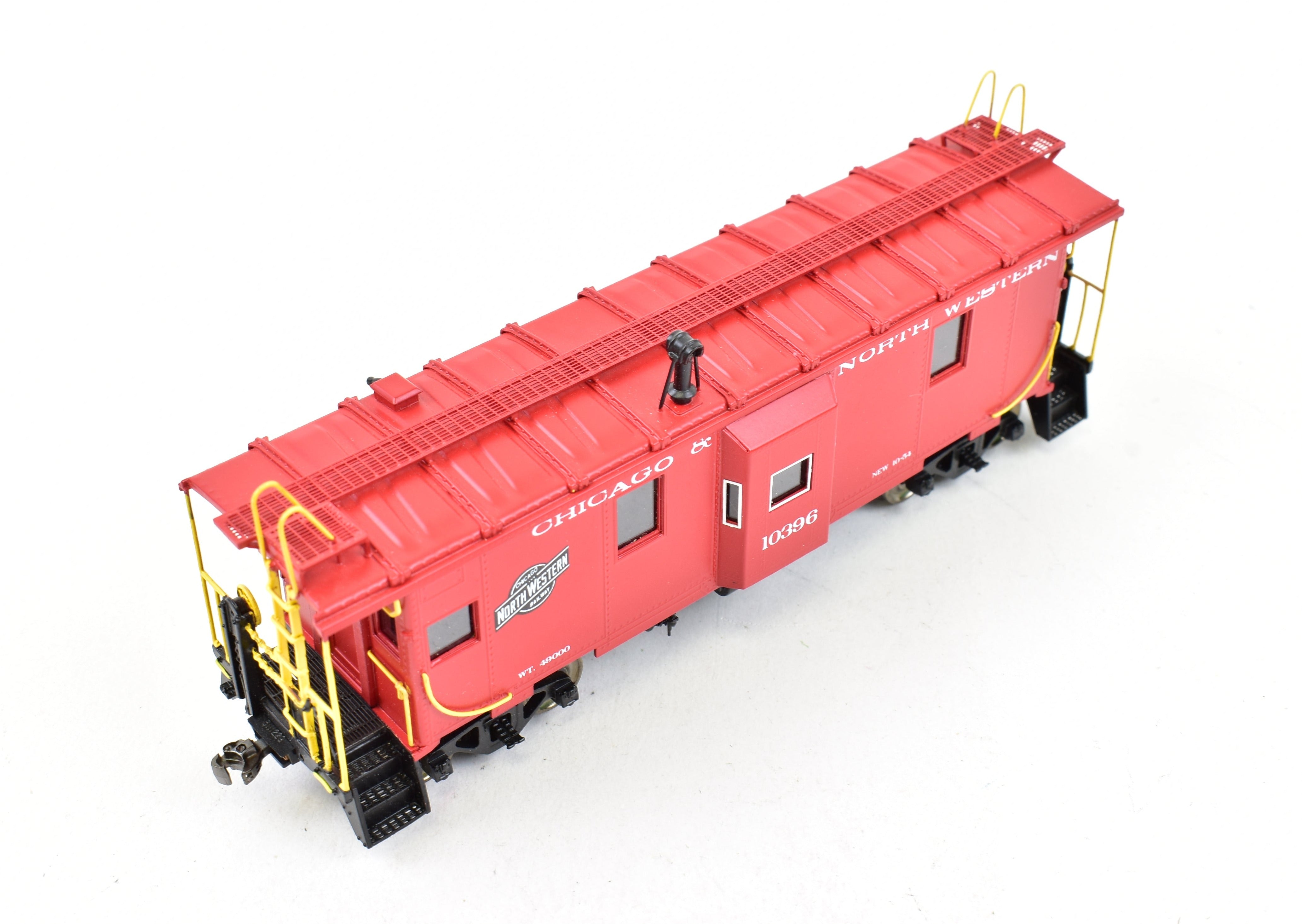 HO Scale Brass OMI - Overland Models, Inc. Chicago & North Western Steel Bay Window Caboose with Factory - Painted Bright Red Finish