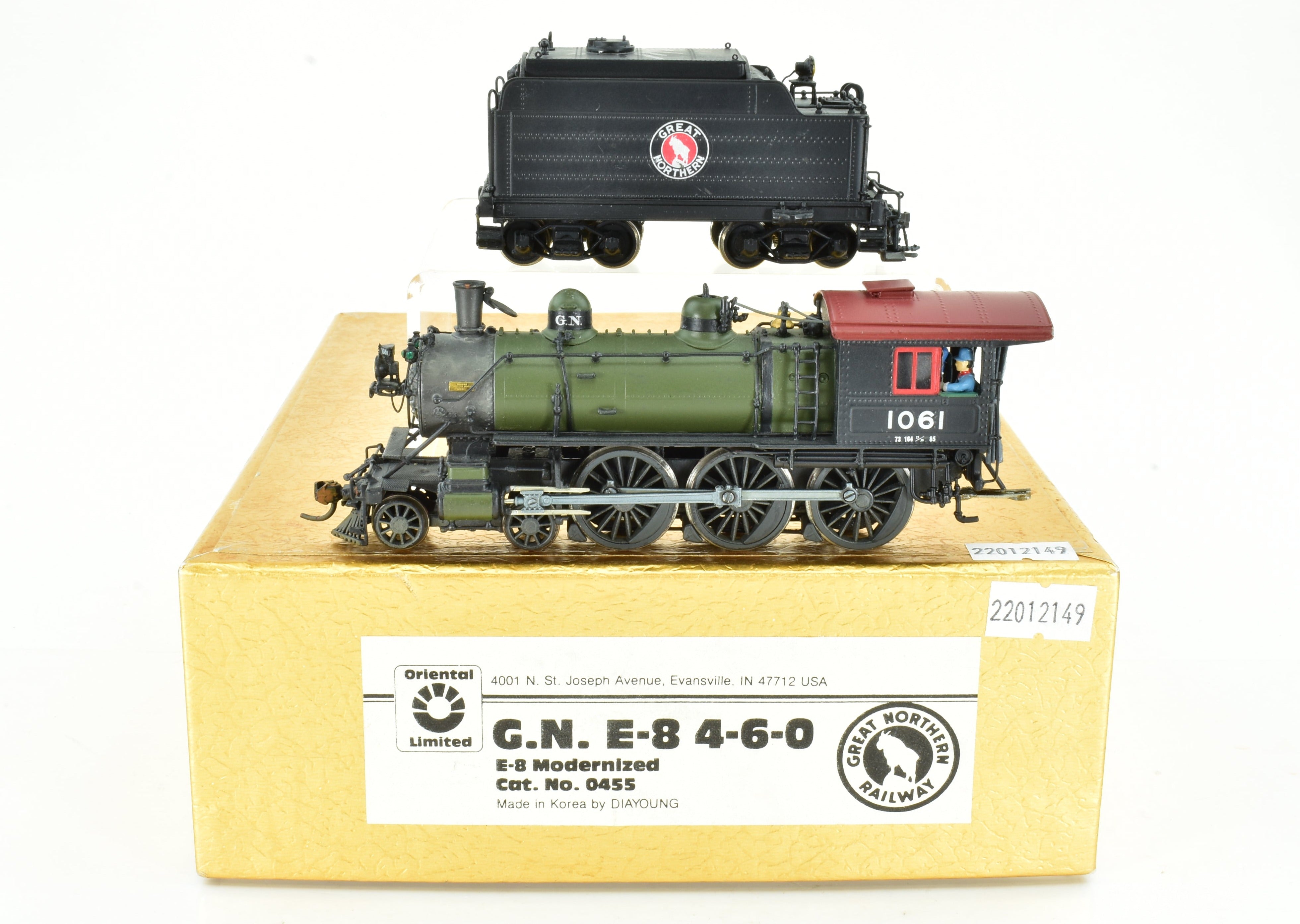 HO Scale Custom-Painted Brass Great Northern 4-6-0 Class E-8 Model No. 1061
