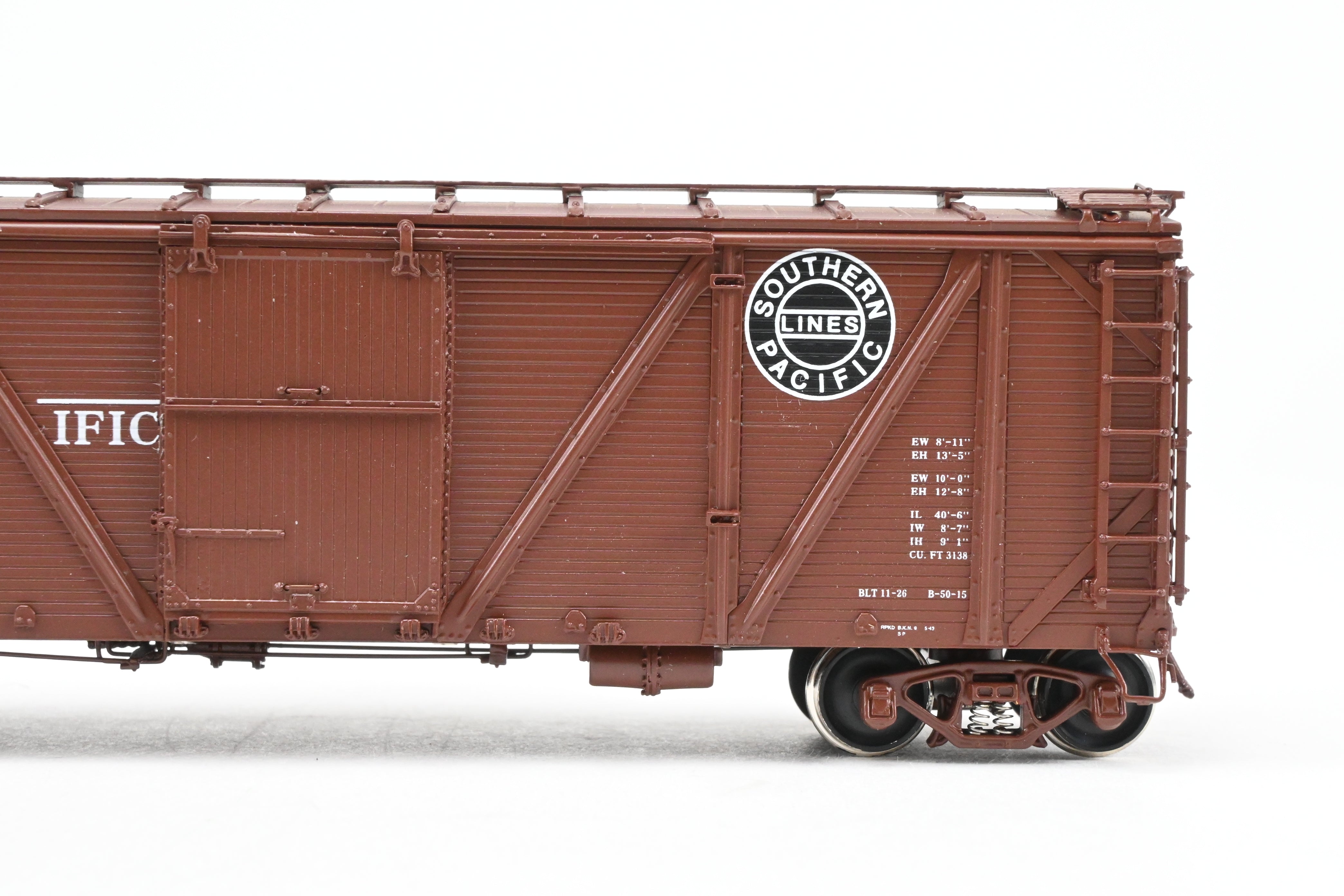 HO Scale Brass Challenger Imports Southern Pacific Class B - 50 - 15 Outside Braced Wood - Sheathed Box Car with Hutchins Roof, Model Number FP #32240