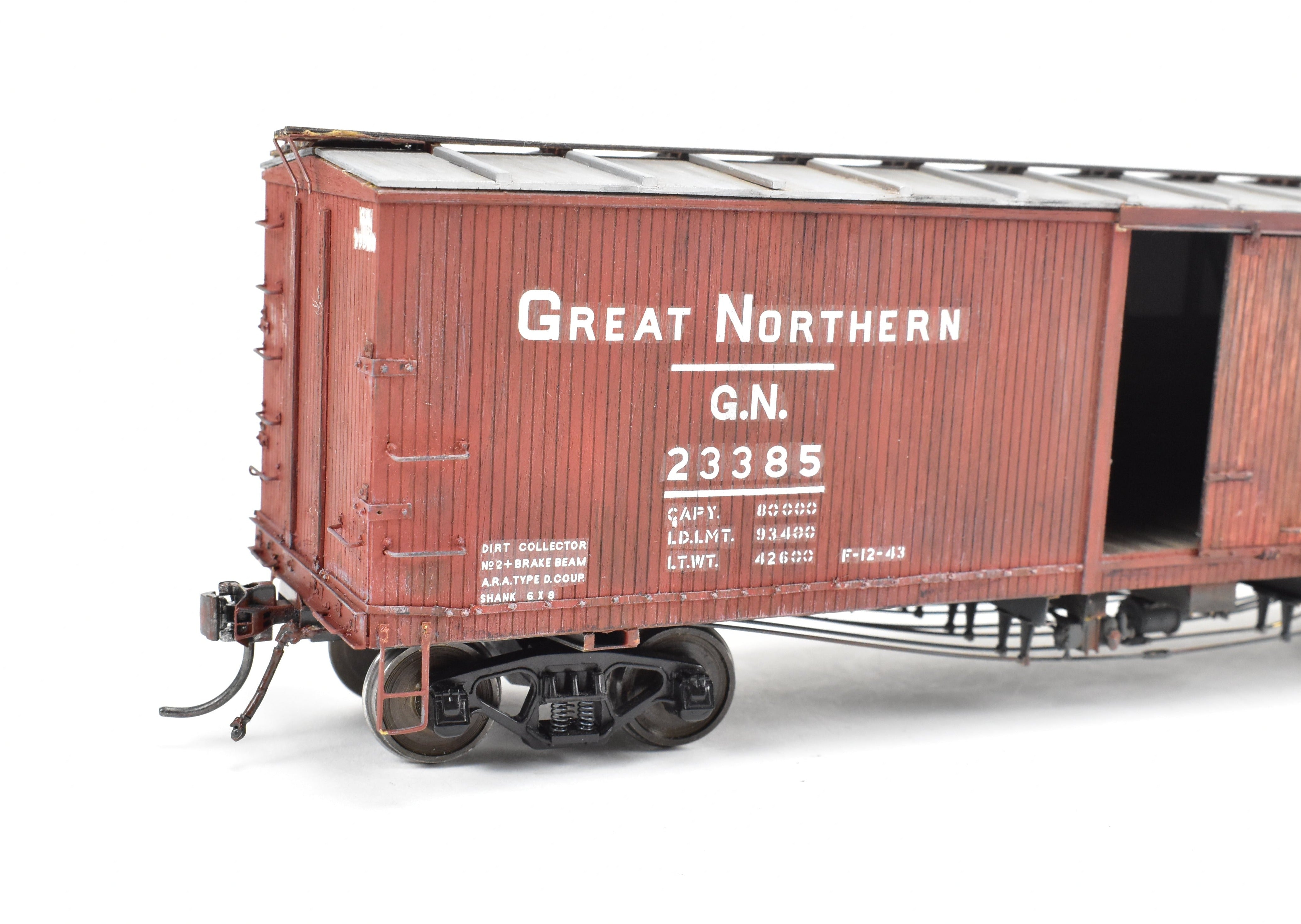 O Scale GN Great Northern 40' Truss Rod Pro - Built Painted Wood & Brass Boxcar Kit 403221