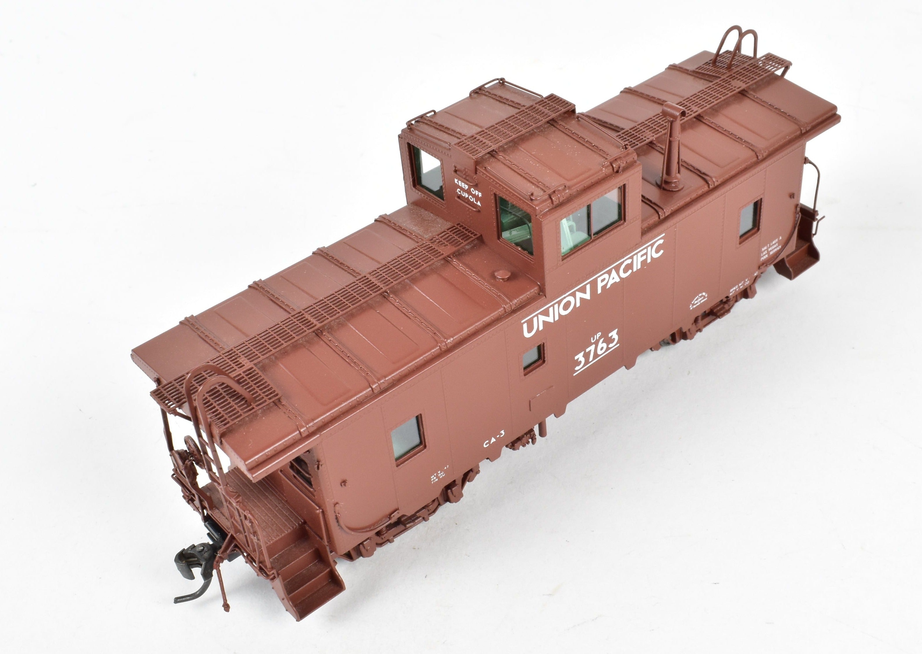 HO Scale Brass Union Pacific CA - 3 Caboose Model by Overland Models, Inc. (OMI), 2000 Run, Freight Car Red with Original White Lettering, FP No. 3763
