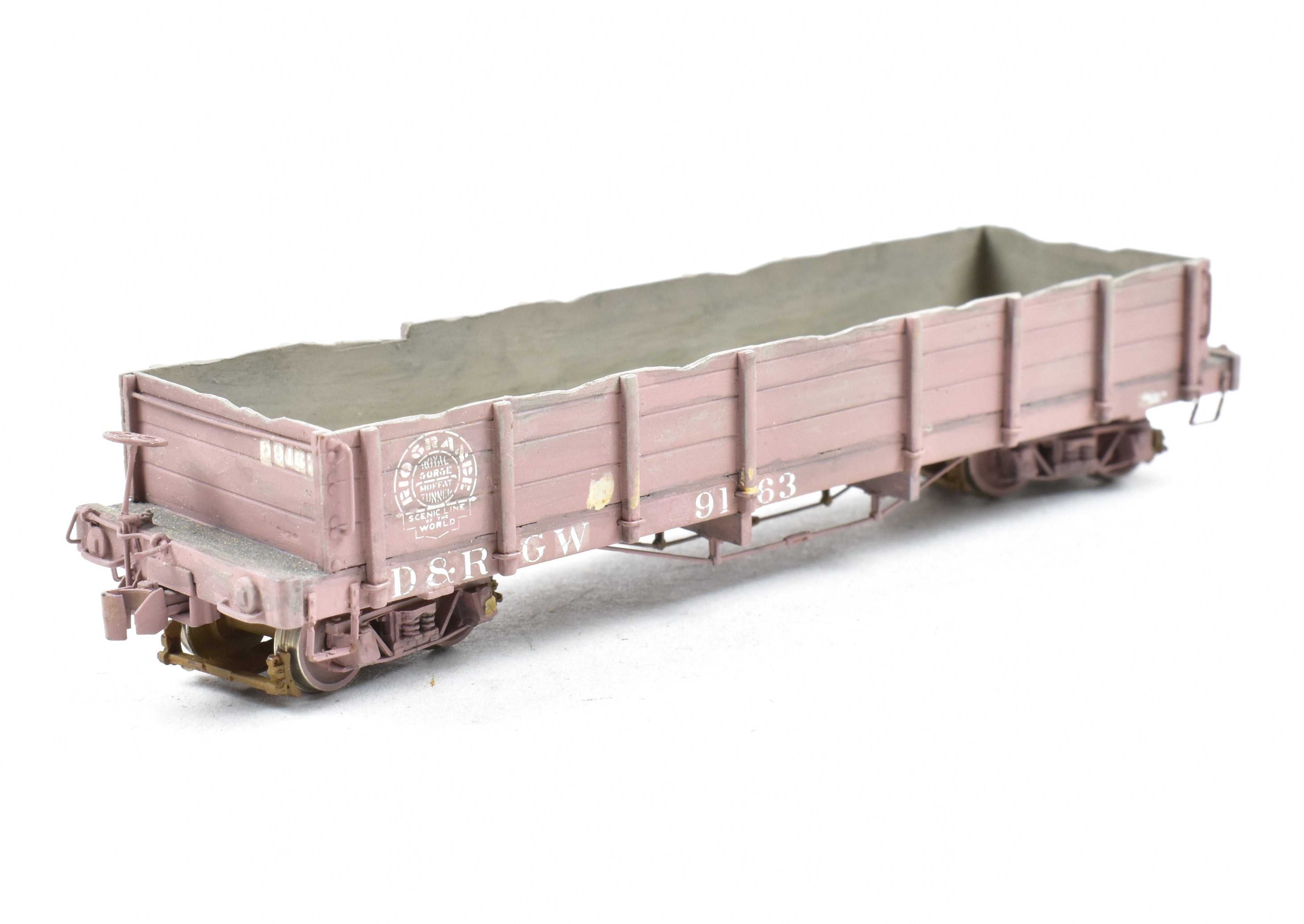HOn3 Scale Brass Pacific Traction D&RGW - Denver & Rio Grande Western Custom Painted and Weathered Gondola Model Train Car