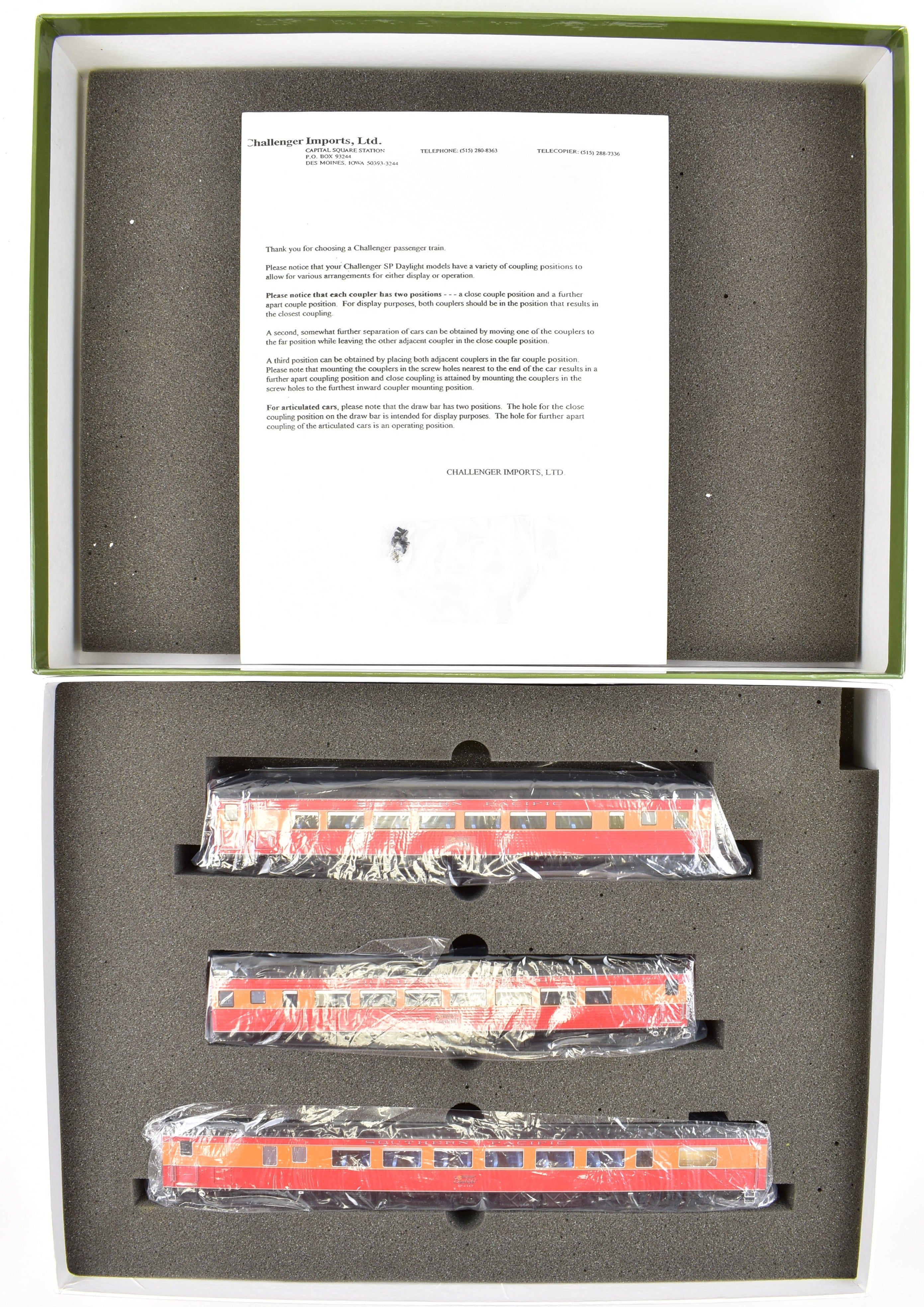HO Scale Brass Model Train Set - Challenger Imports SP - Southern Pacific 1955 Morning Daylight 3 - Pack Add - On Set with Freight and Passenger Cars