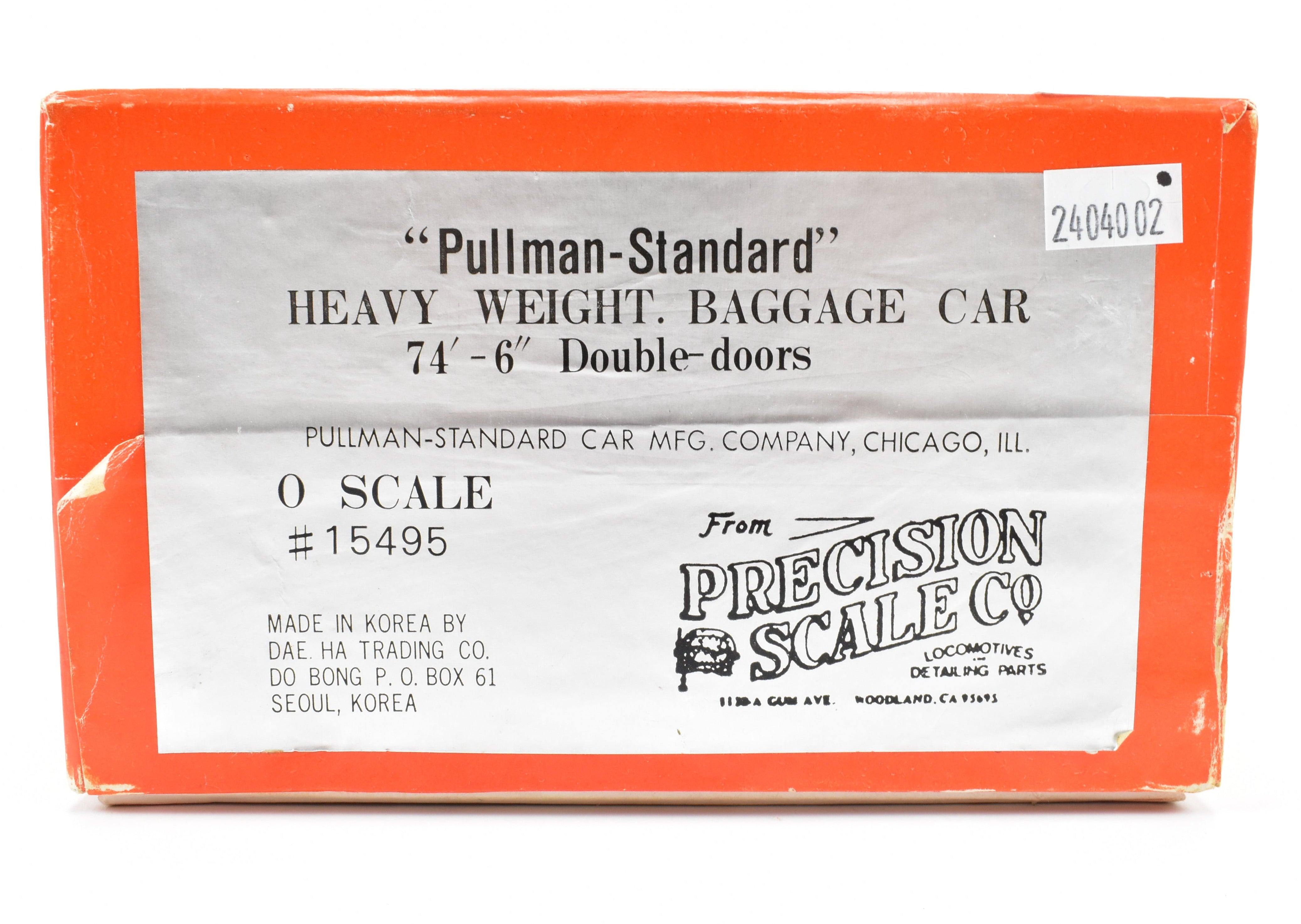 O Scale Brass PSC Precision Scale Co 74'-6 Double-Door HW Baggage Car