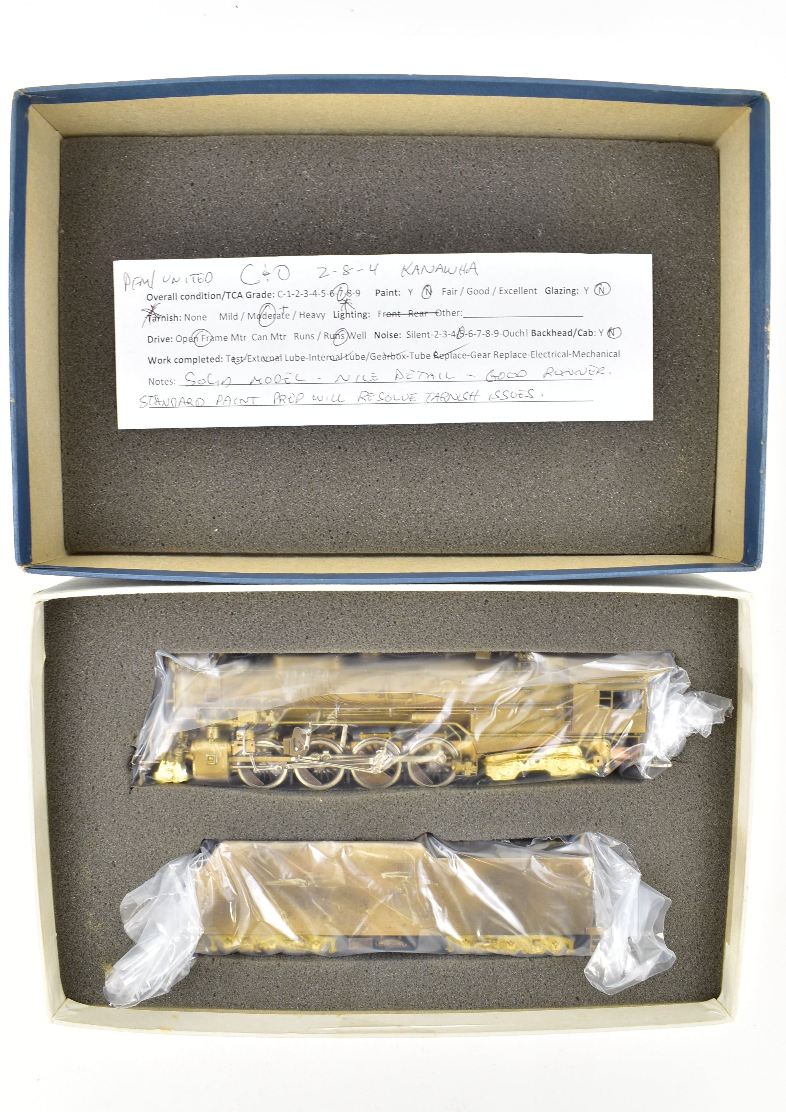HO Scale Brass Pacific Fast Mail (PFM) Model Train - United C&O - Chesapeake & Ohio 2-8-4 Kanawha Locomotive