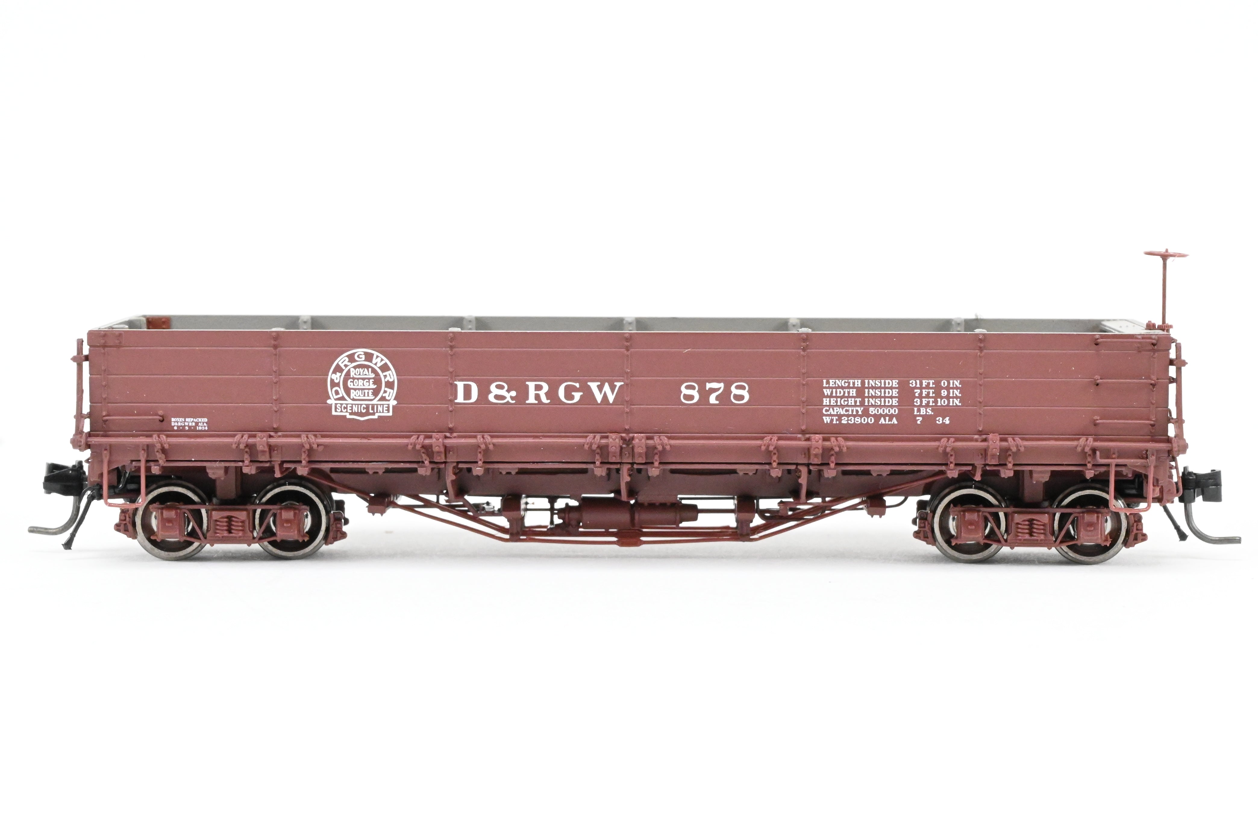 HOn3 Blackstone Models D&RGW - Denver & Rio Grande Western Brown Drop - Bottom Gondola No. 878