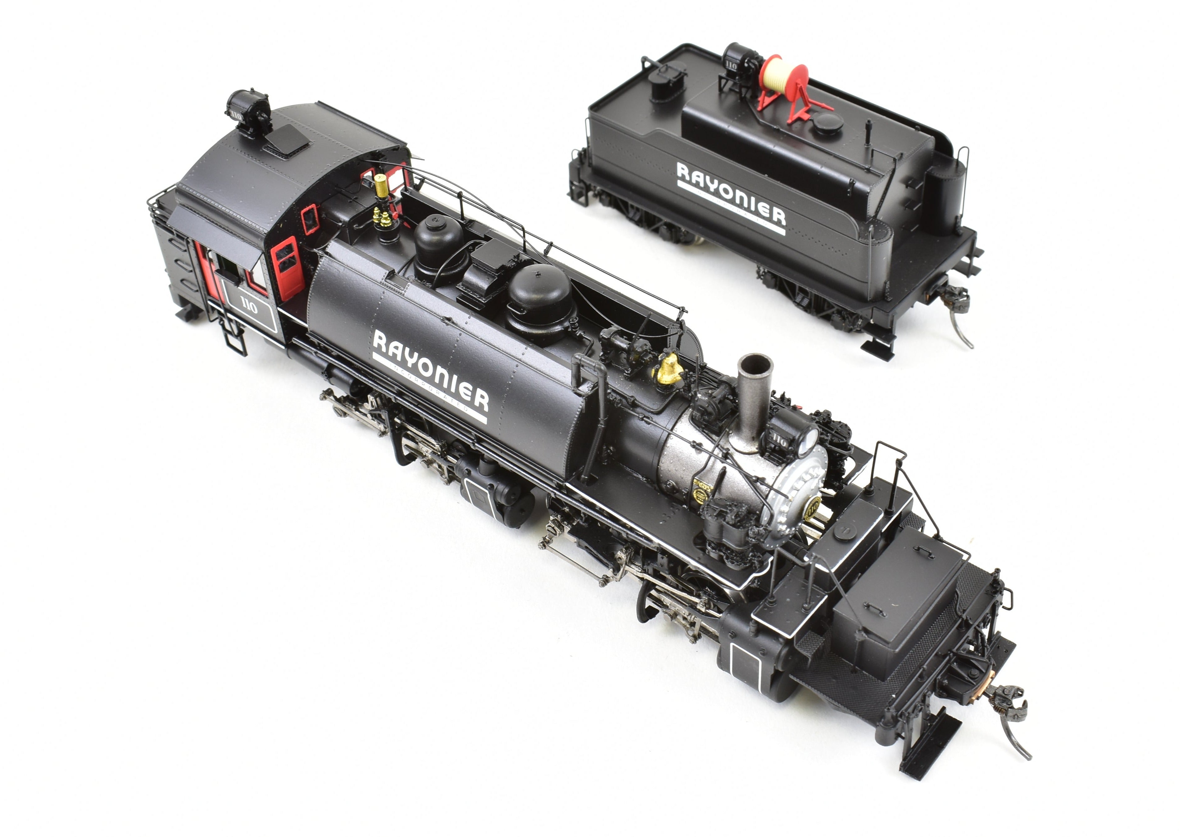 High - Quality HO Scale Brass Division Point (DVP) Baldwin Logging Mallet Steam Locomotive #110 2 - 6 - 6 - 2T with Auxiliary Tender - The Last Available Model from Rayonier Incorporated