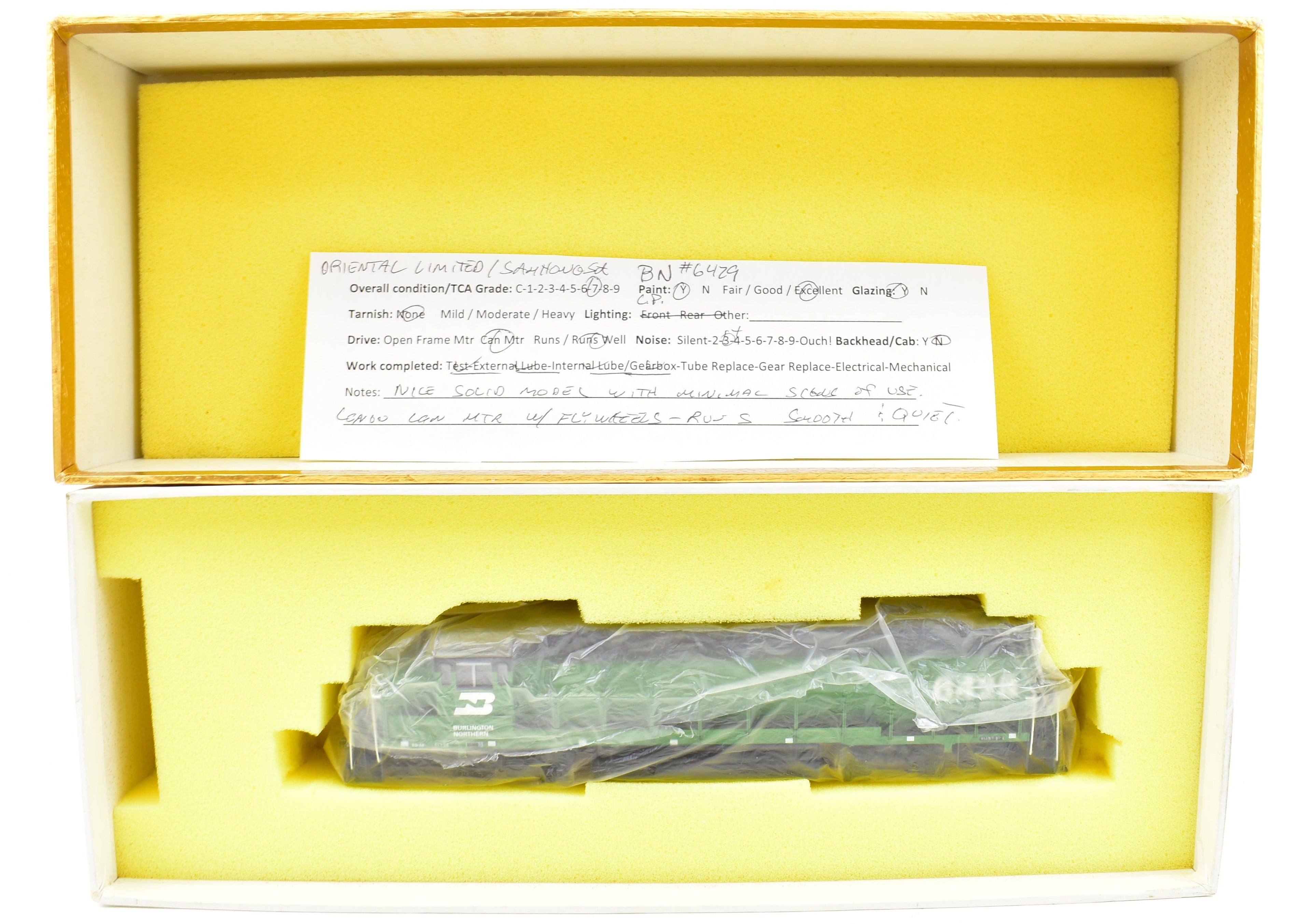 HO Brass Oriental Limited Pro-Painted EMD SD45 3600 HP Low Hood Burlington Northern & NP Version