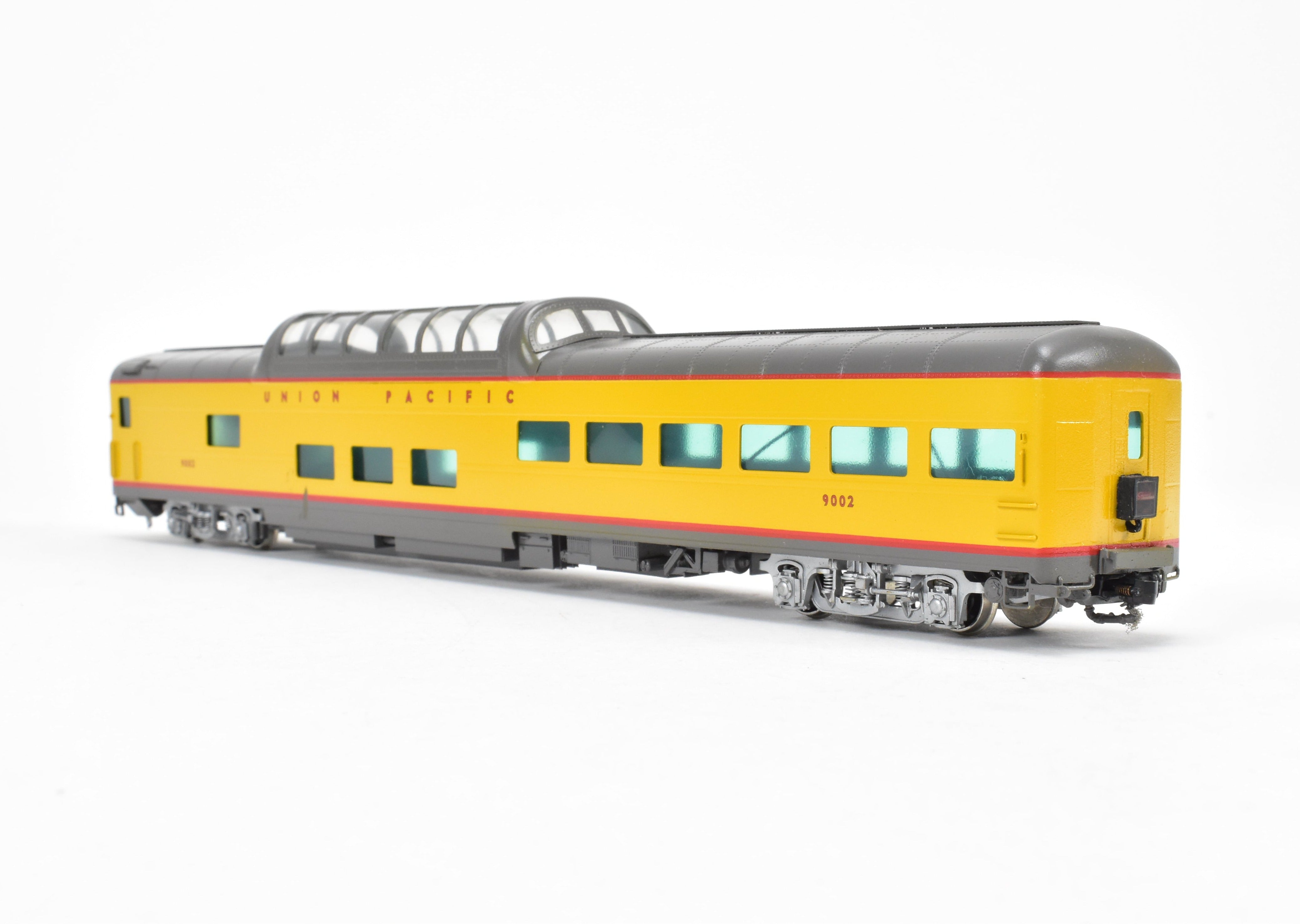 HO Scale Brass Model - Wasatch Model Co. Union Pacific ACF 1955 9000 Series Dome Lounge Observation Car Modified for Mid - Train Service, Car Number #9002