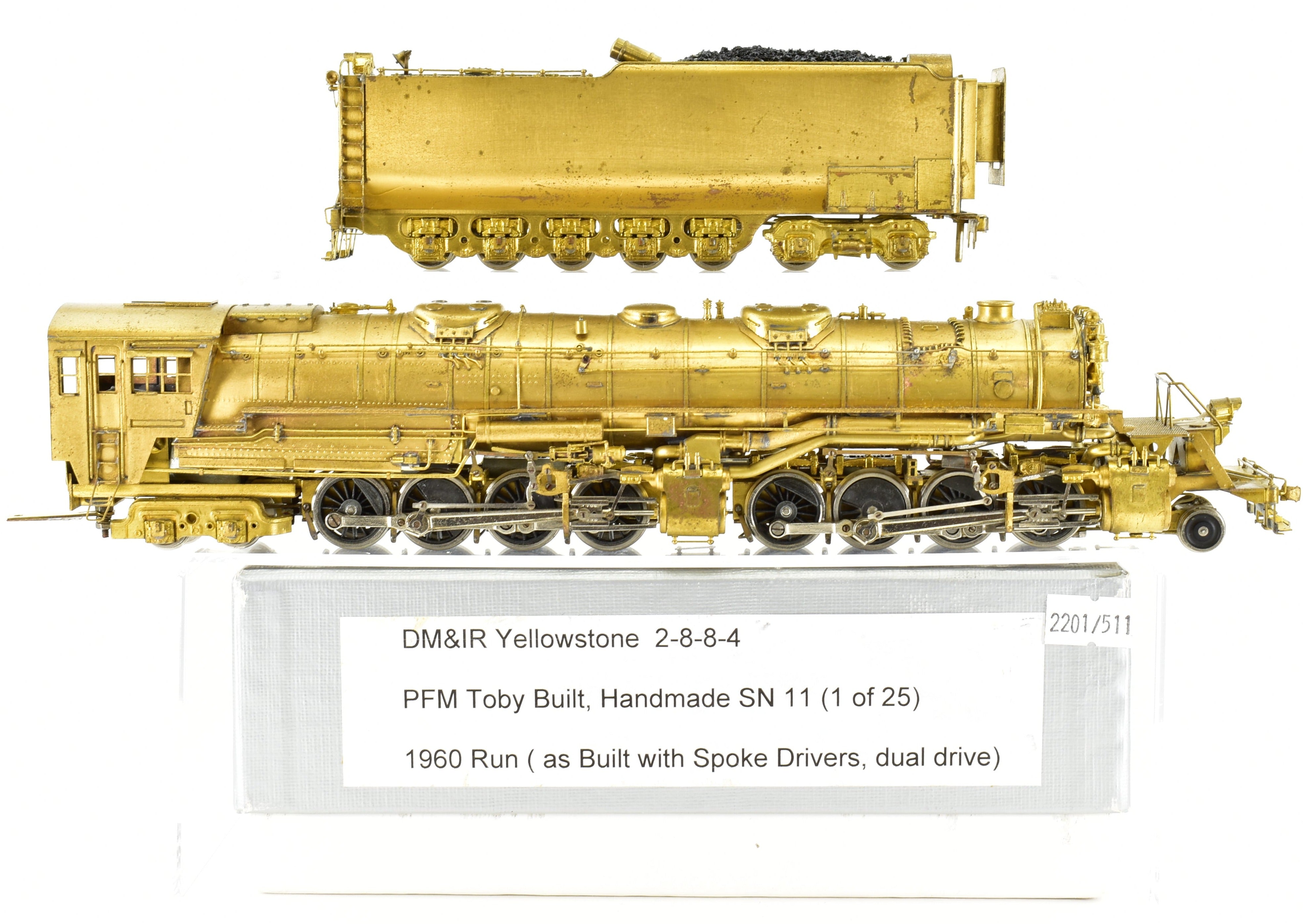 HO Scale Brass Pacific Fast Mail (PFM) Model - Toby Brand Duluth, Missabe, & Iron Range 2-8-8-4 Yellowstone Steam Locomotive Handcrafted in 1960