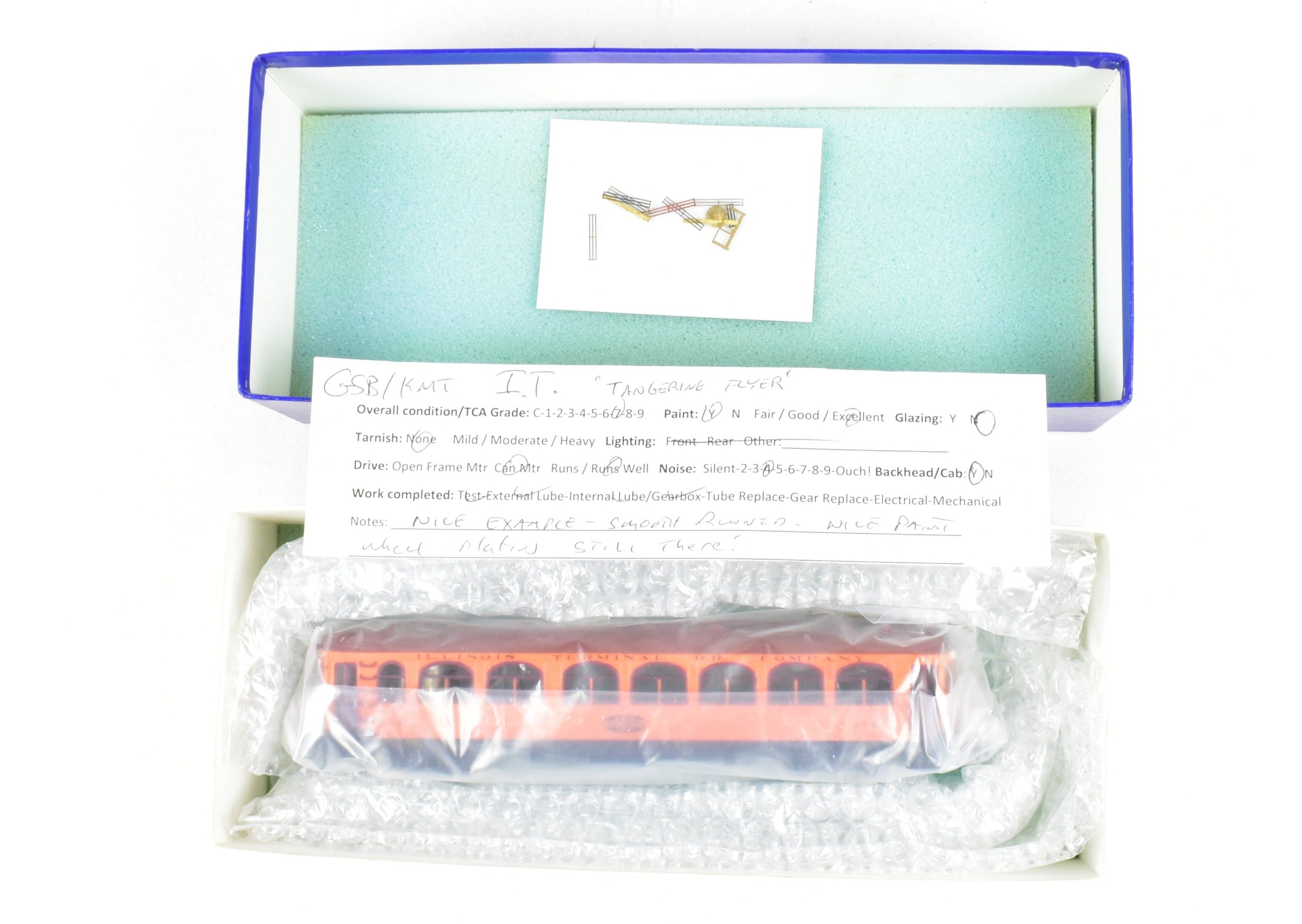 HO Scale Brass Illinois Traction Tangerine Flyer Powered Combine Model #275 by GSB Rail Associates with Custom Painting