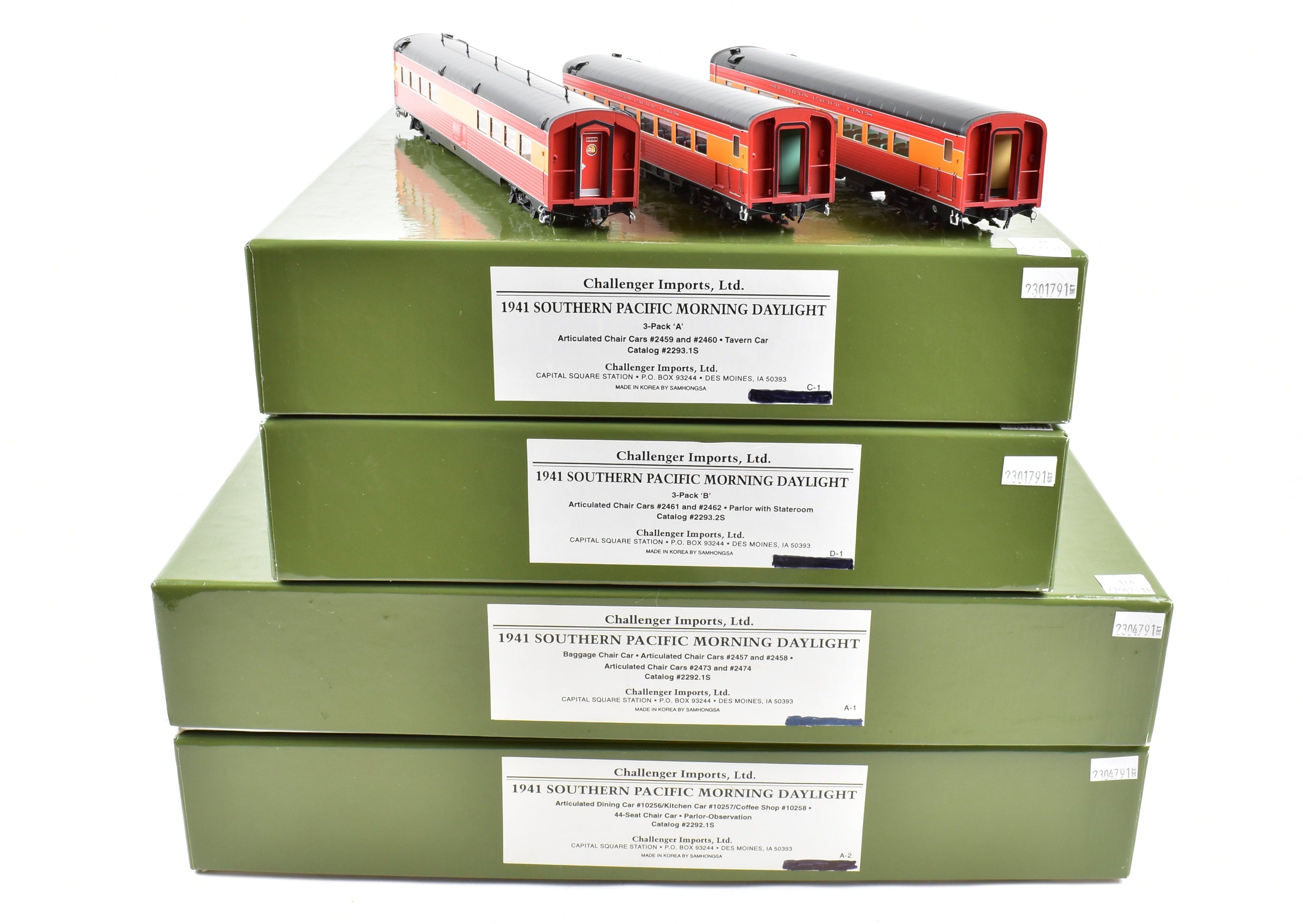 High - Quality HO Scale Brass Model Train CON CIL - Challenger Imports SP - Southern Pacific 1941 Morning Daylight 16 - Car Complete Full Train Set Along with 10 - Car Set and Two 3 - Car Add - On Sets FP