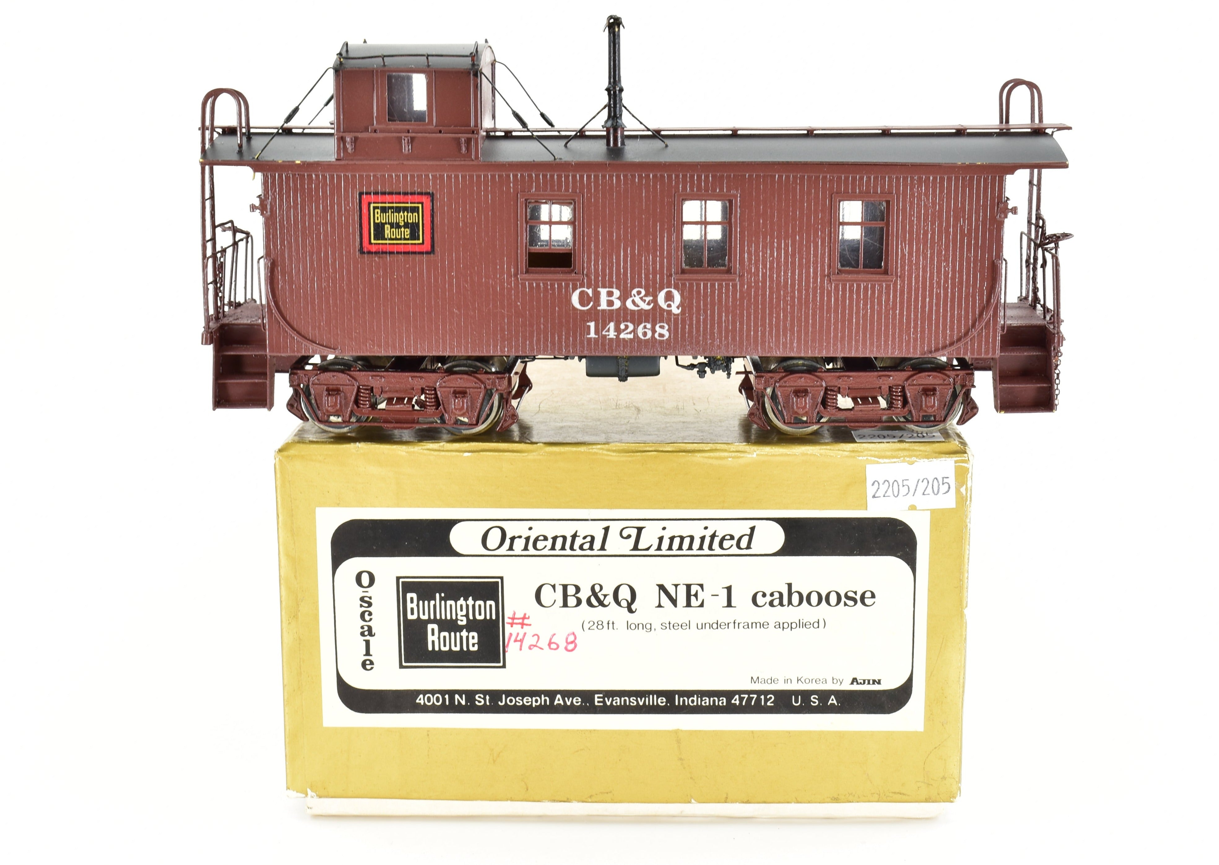 O Scale Oriental Limited CB&Q Burlington Route NE-1 Custom Painted Wood Caboose