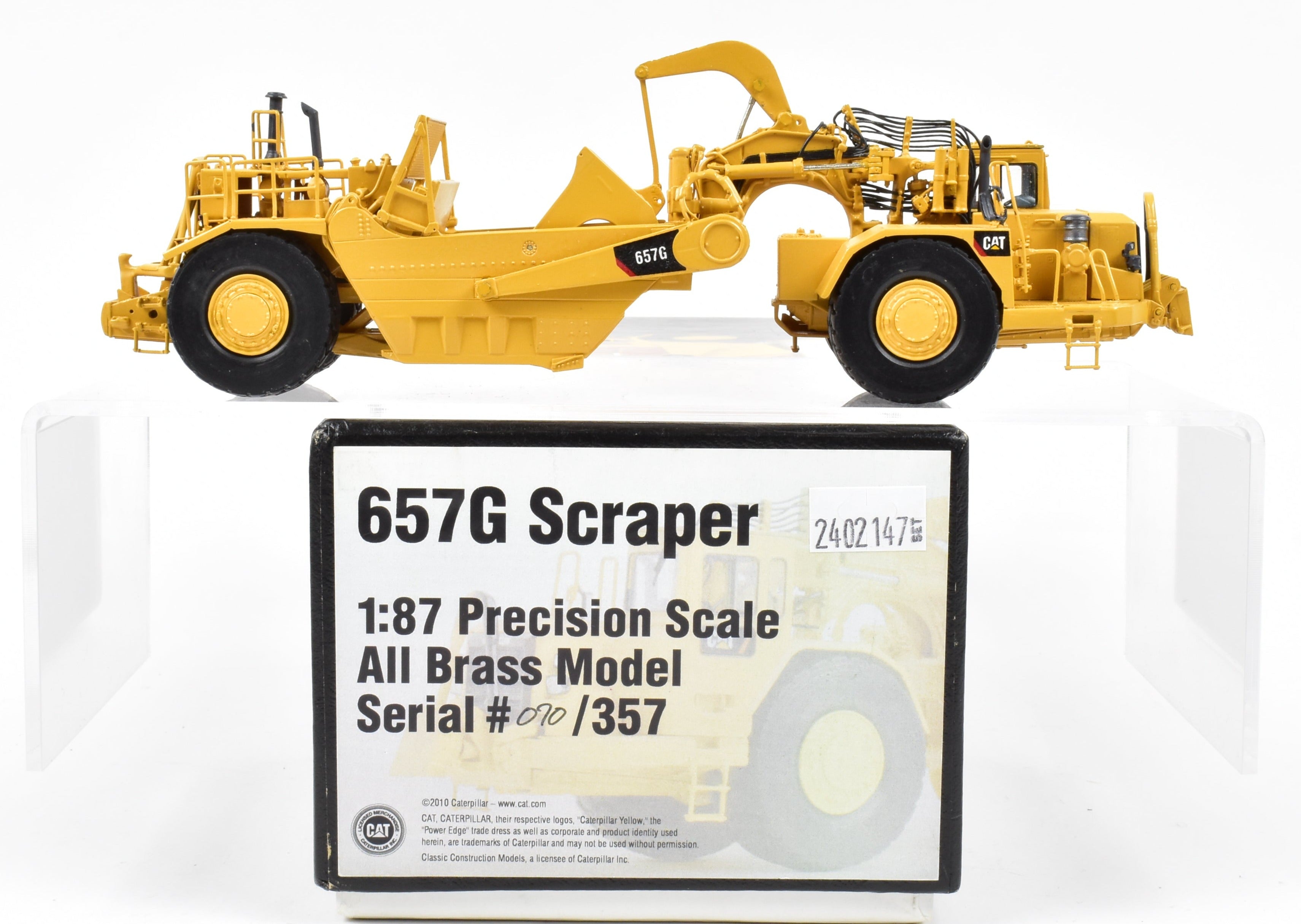 Factory-Painted HO Brass CON CCM Caterpillar 657G Scraper Model from 2010